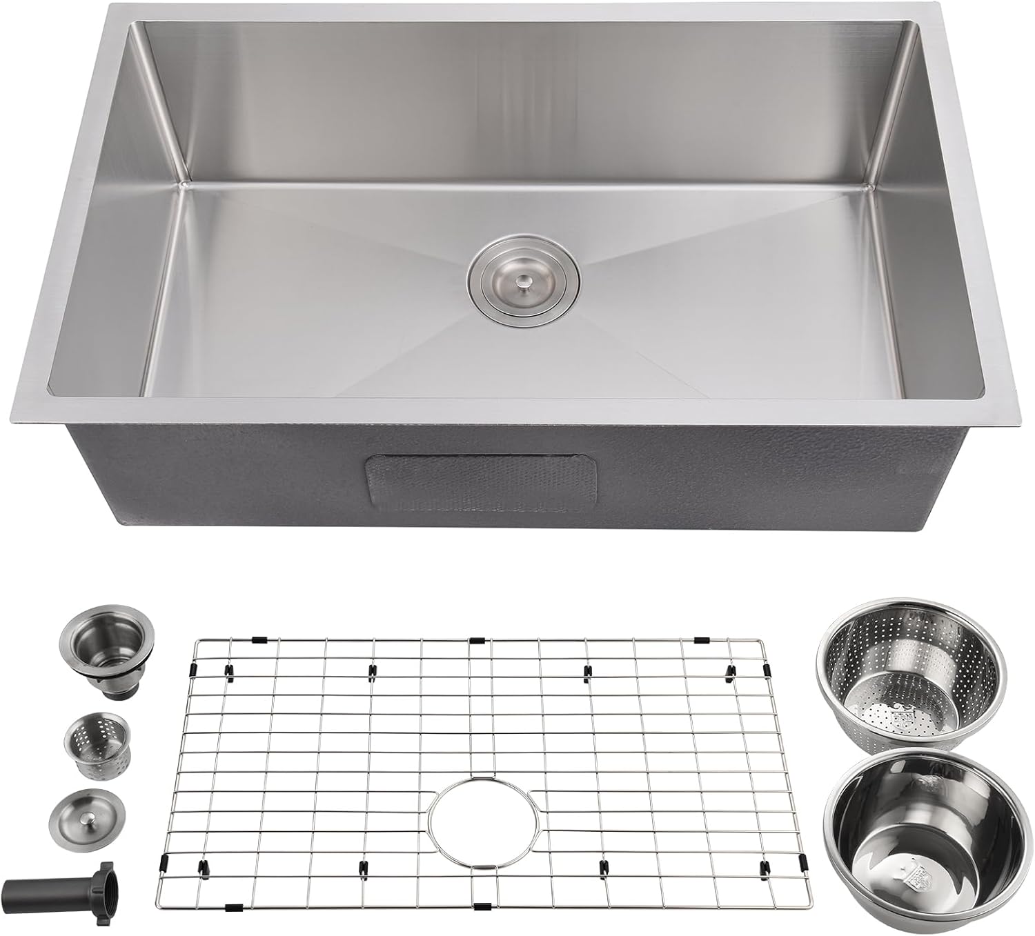 GAOMON 32in Undermount Single Bowl Kitchen Sink 16 Gauge Stainless Steel Ledge Design with Accessories Brushed Nickel Sound Dampening Easy Drain Low Noise