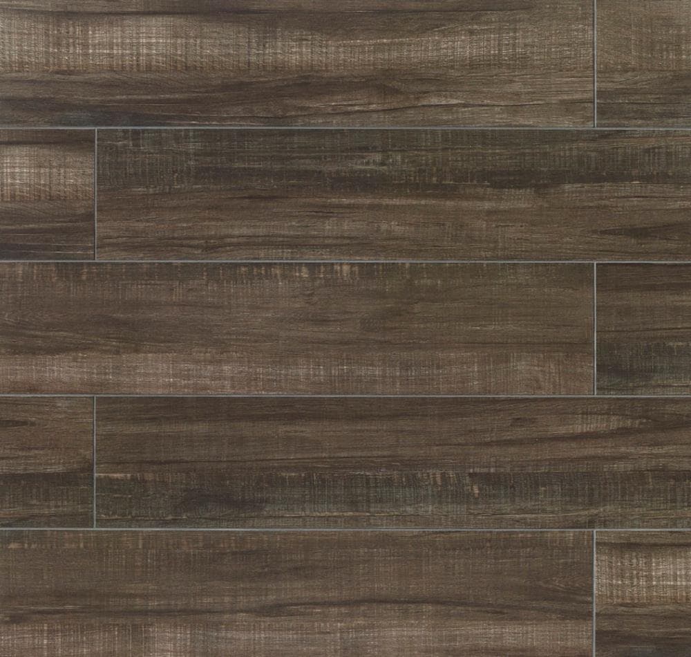 Bedrosians TCRWF2120B Forest Black 8-in x 48-in Matte Porcelain Wood Look Tile (10.66-sq. ft/ Carton)