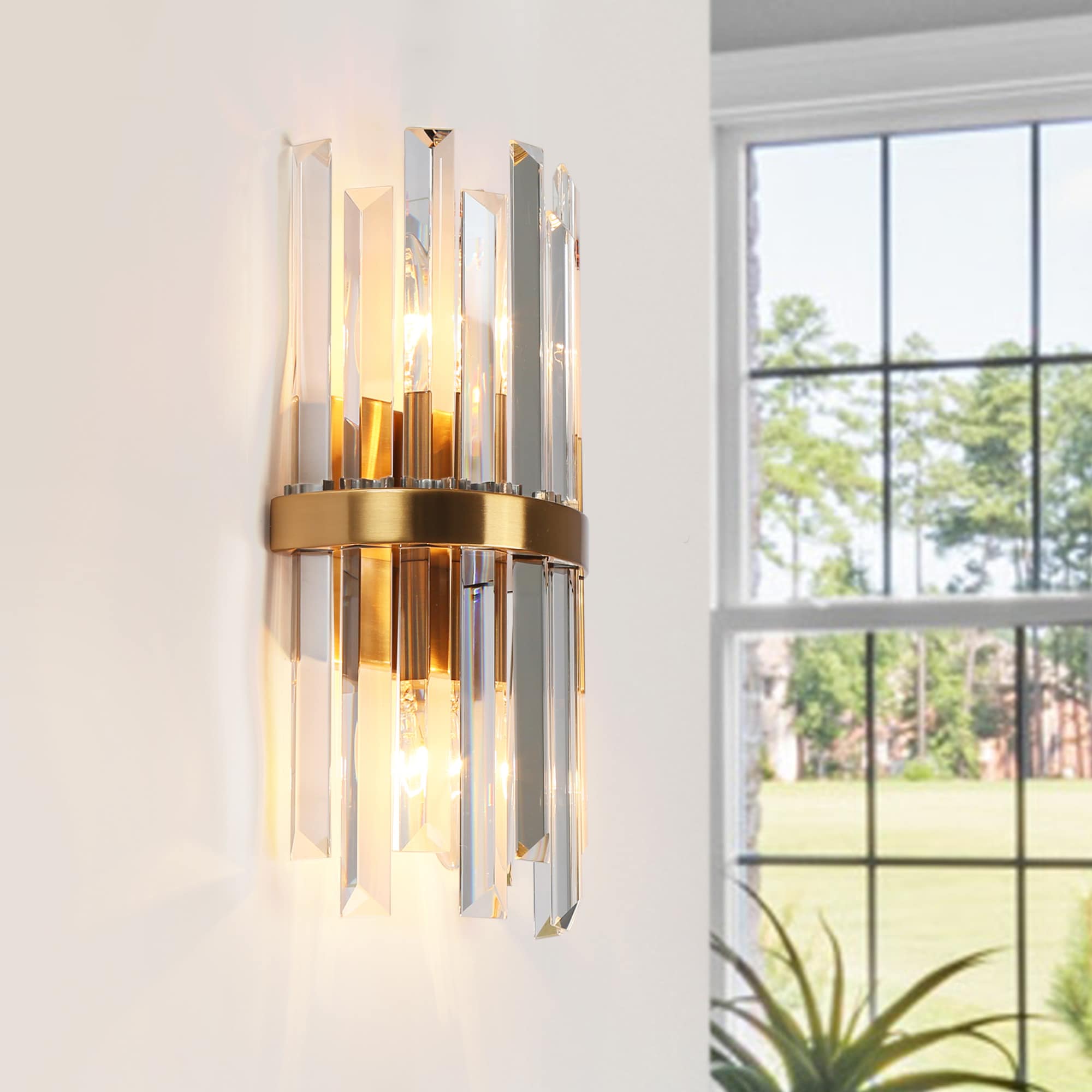 LNC HA05033 Tadonipkeseismo 6-in W 2 -Light Satin Gold Wall Sconce