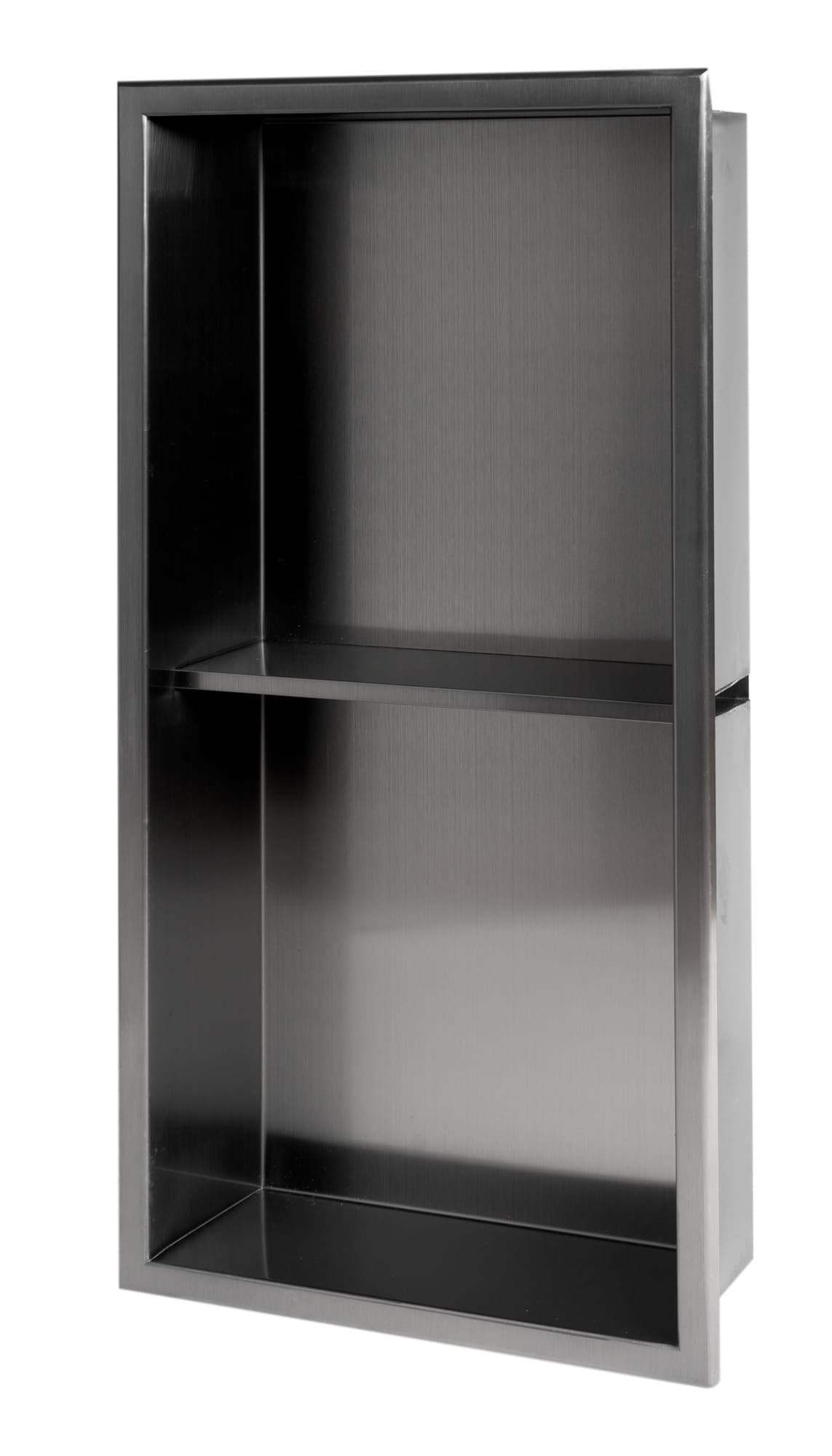 Brushed Black Stainless Steel Double Shelf Shower Niche