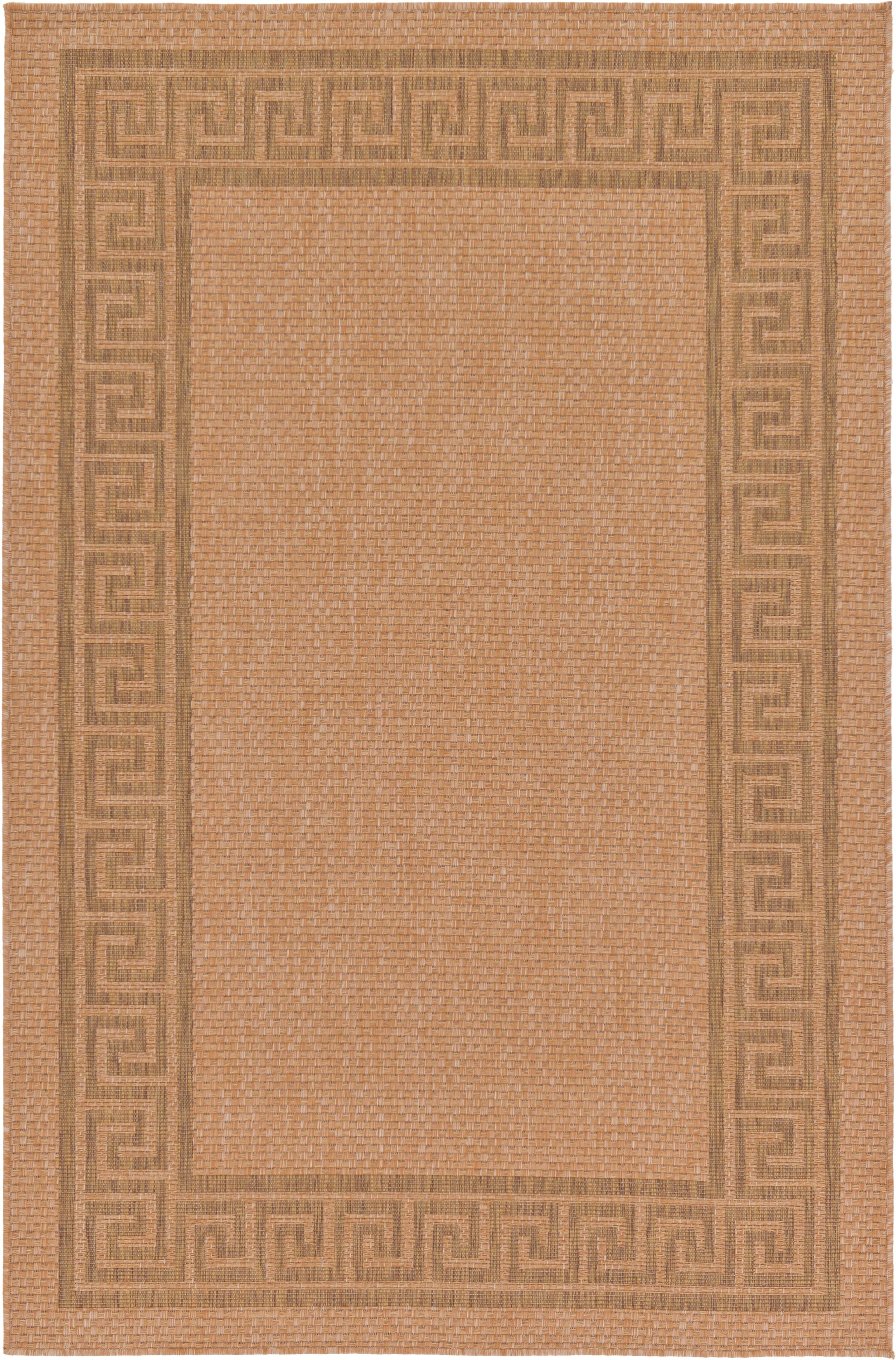 Unique Loom 3126538 Greek Key Outdoor 5 x 8 (ft) Loomed Polypropylene Brown/Tan Rectangular Indoor/Outdoor Geometric Area rug