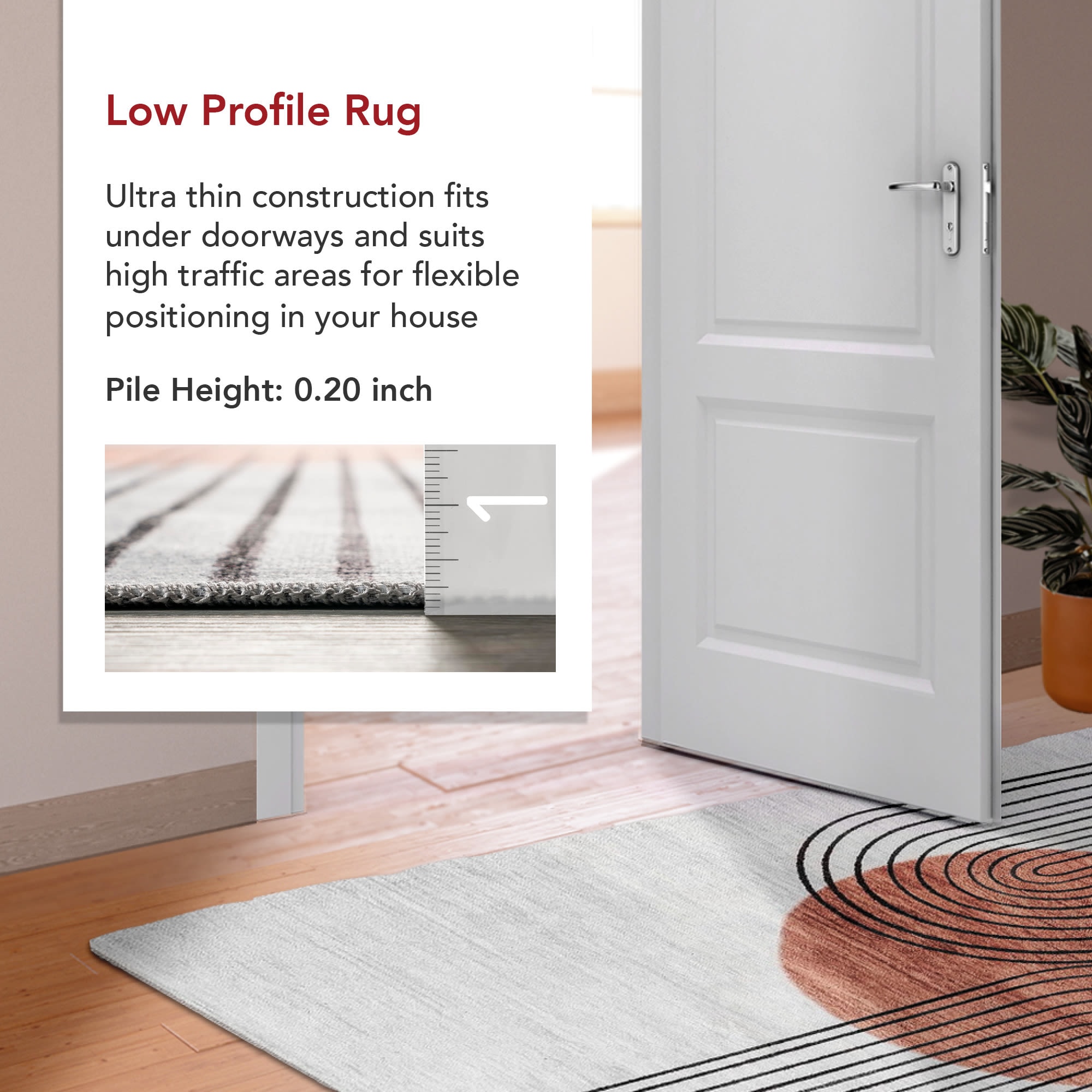Burnt Orange and Dusty White Abstract 6' x 9' Synthetic Area Rug