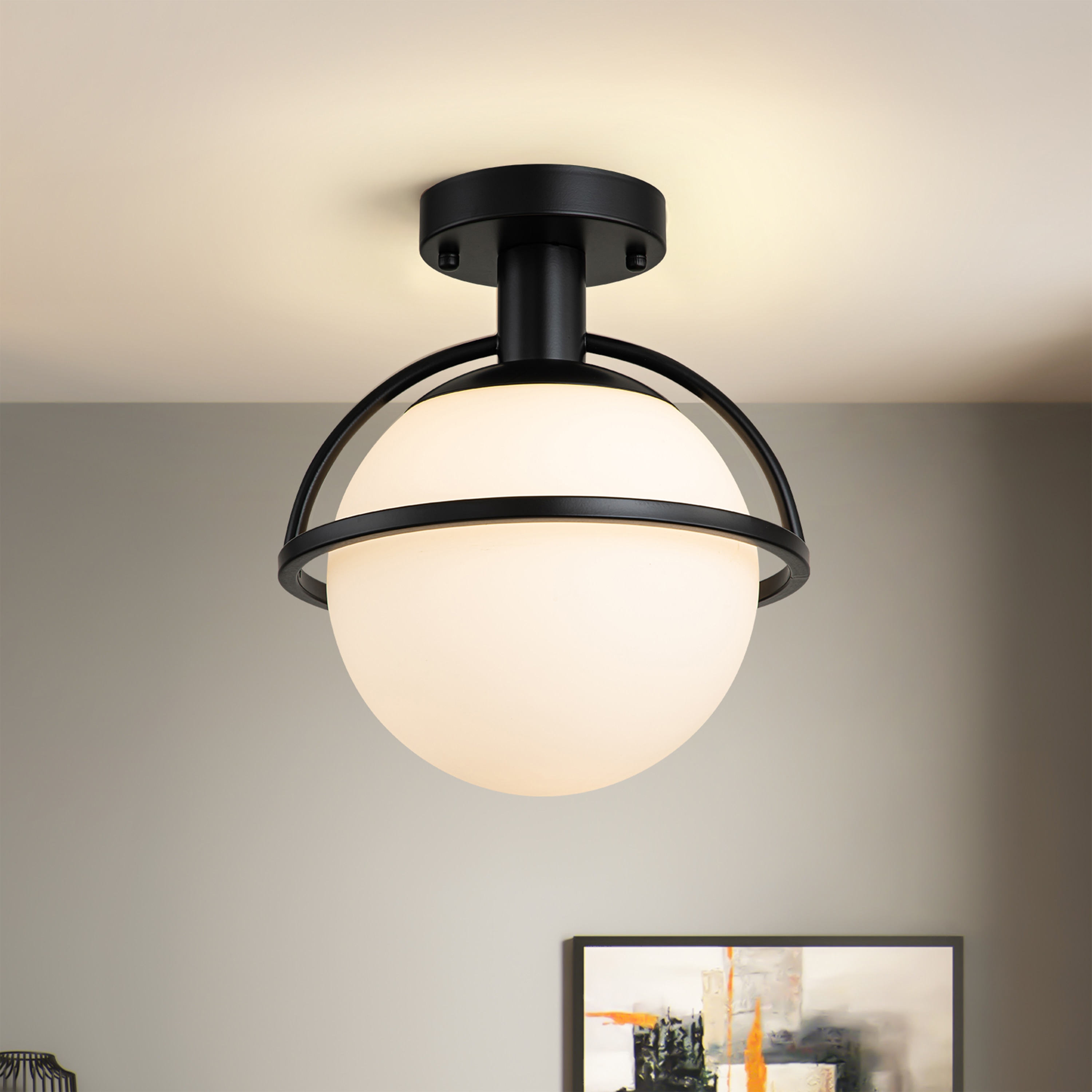 GoYeel ZC037BL01 1 -Light 9.65-in Matte Black Semi Flush Mount Light