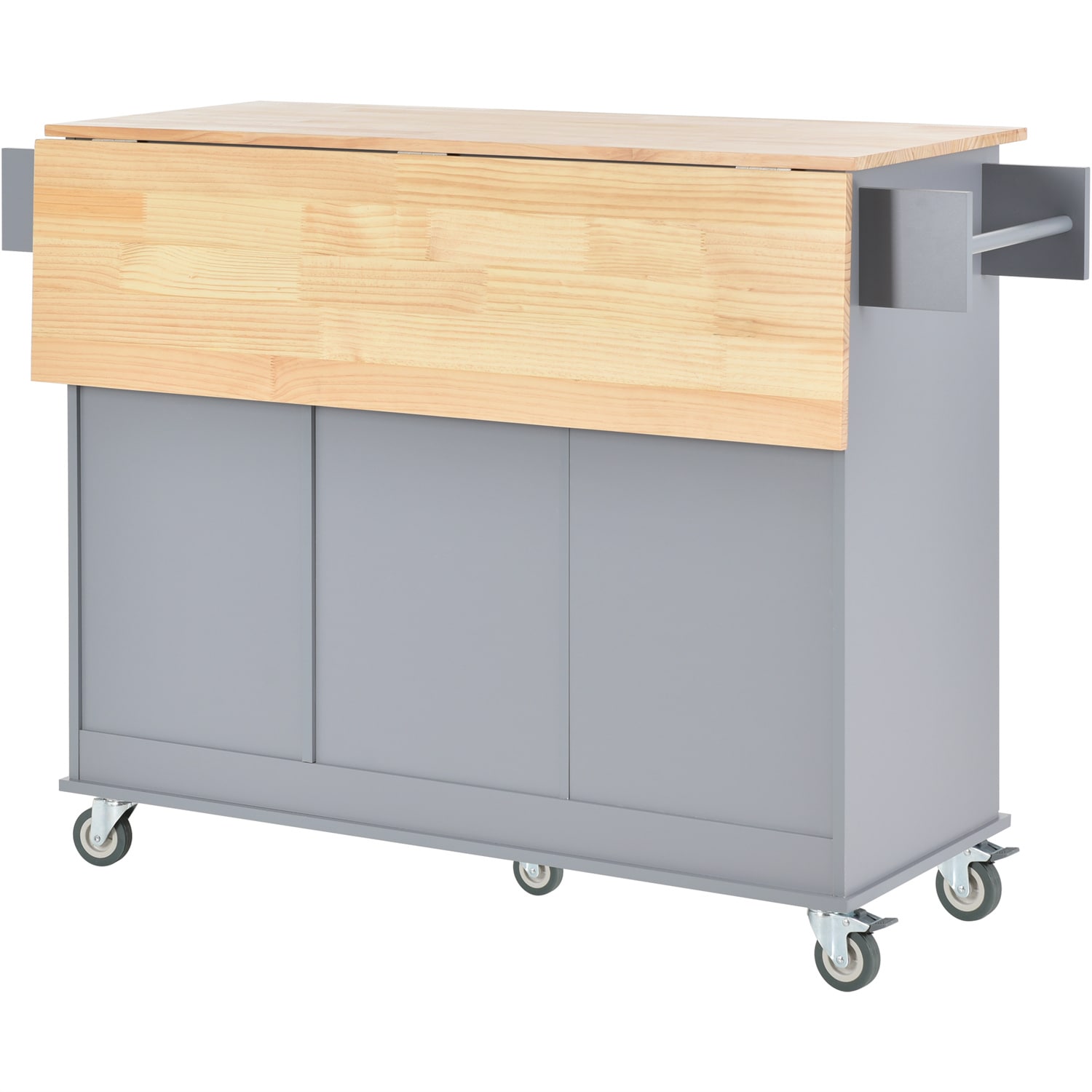 BABOOM Gray Mdf Base with Wood Top Rolling Kitchen Island (29.5-in x 52 ...