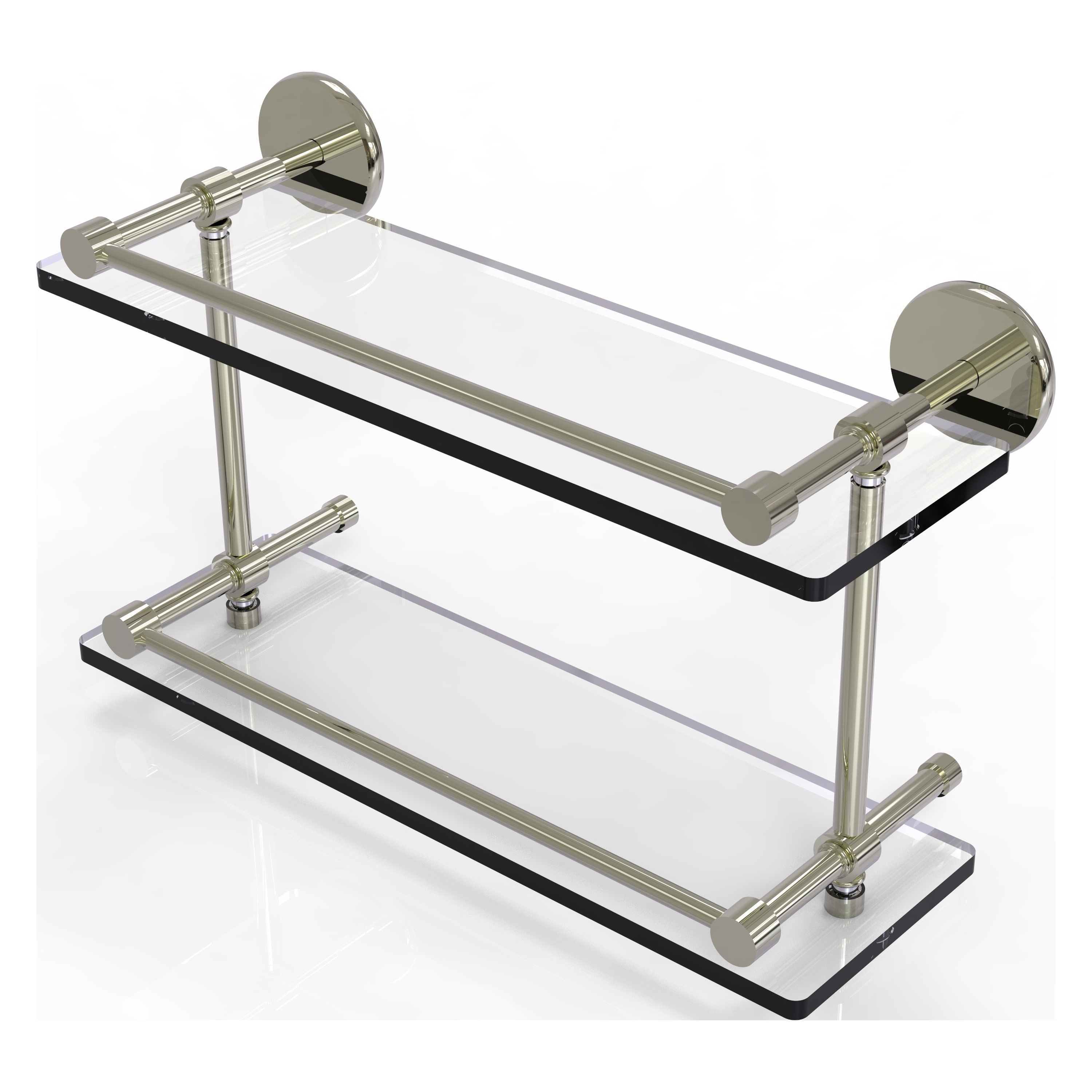 Allied Brass P1000-2/16-GAL-PNI Prestige Skyline Polished Nickel 2 -Tier Wall mount Bathroom Shelf ( 16-in x 8-in x 5-in )