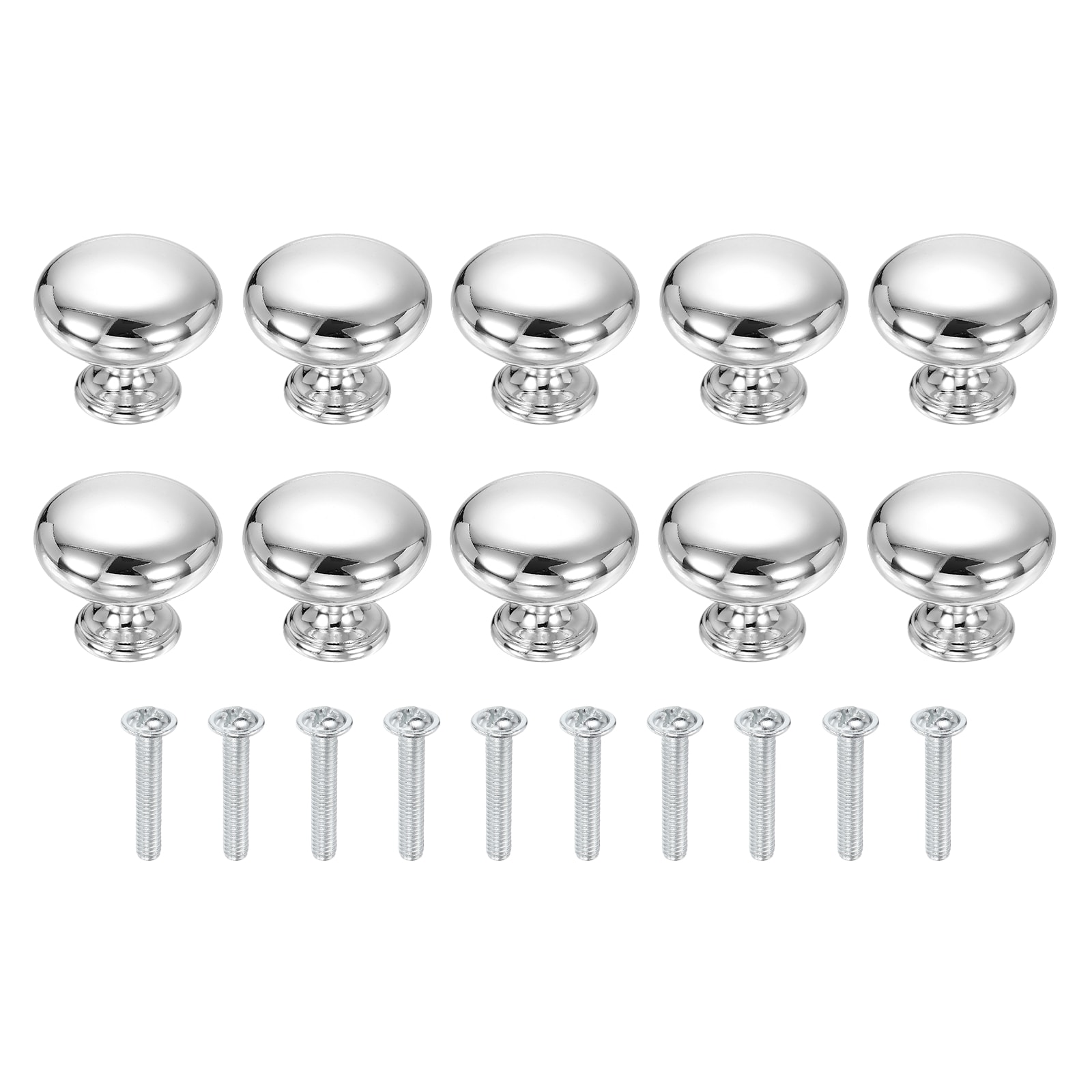 Unique Bargains 10pcs 1.2inch Cabinet Knobs Plastic Dresser Drawer Pulls Round Hardware Knobs with Screws for Bedroom Kitchen Cupboard Wardrobe Dresser Silver #S26081001UX0155