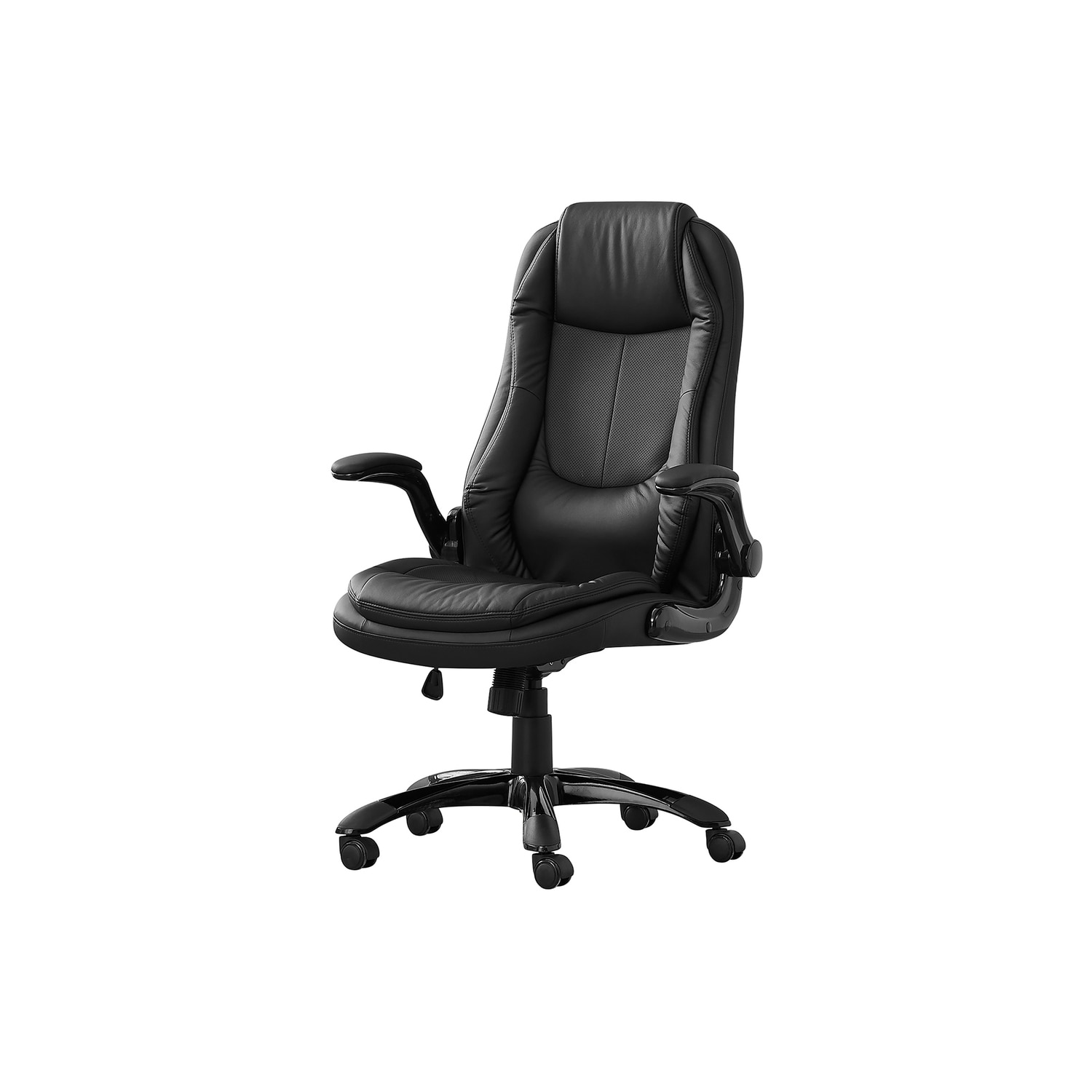 Mondawe Black Contemporary Ergonomic Adjustable Height Swivel Faux leather Desk Chair