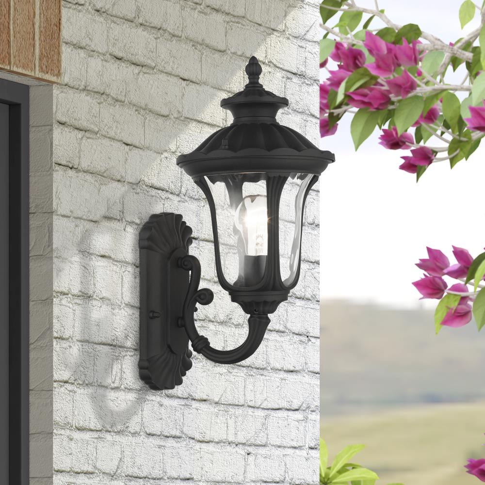 Oxford Black Aluminum Outdoor Wall Lantern with Clear Glass