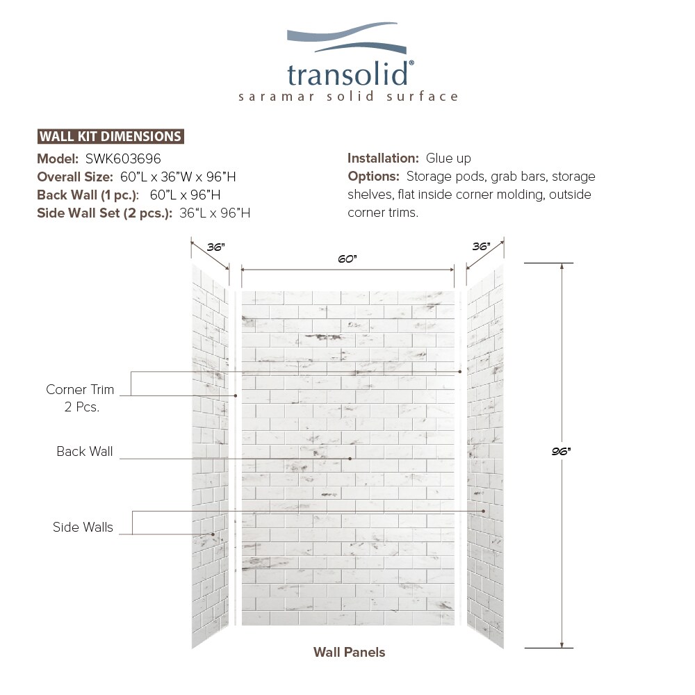 Transolid SWK603696-47 Shower-Wall-Surrounds - View #2