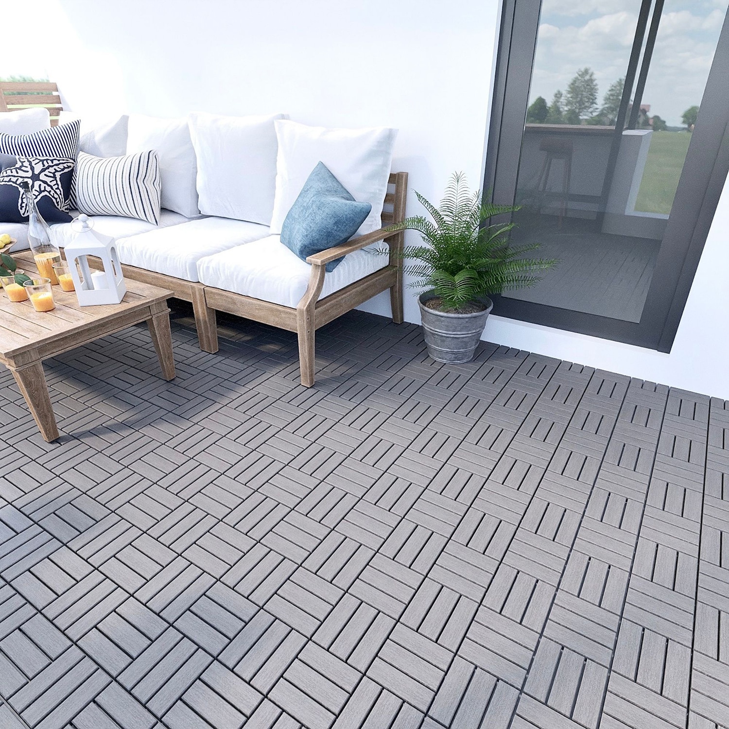 SINOFURN 20-Pack Gray Prefinished Wood Deck Tile at Lowes.com