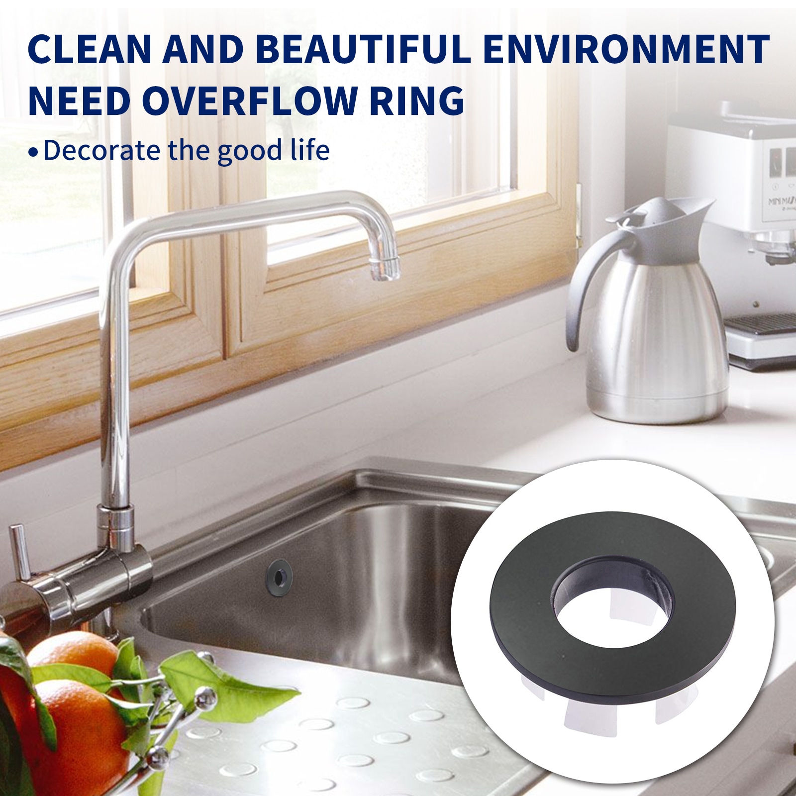 Matte Black Brass Sink Overflow Hole Cover