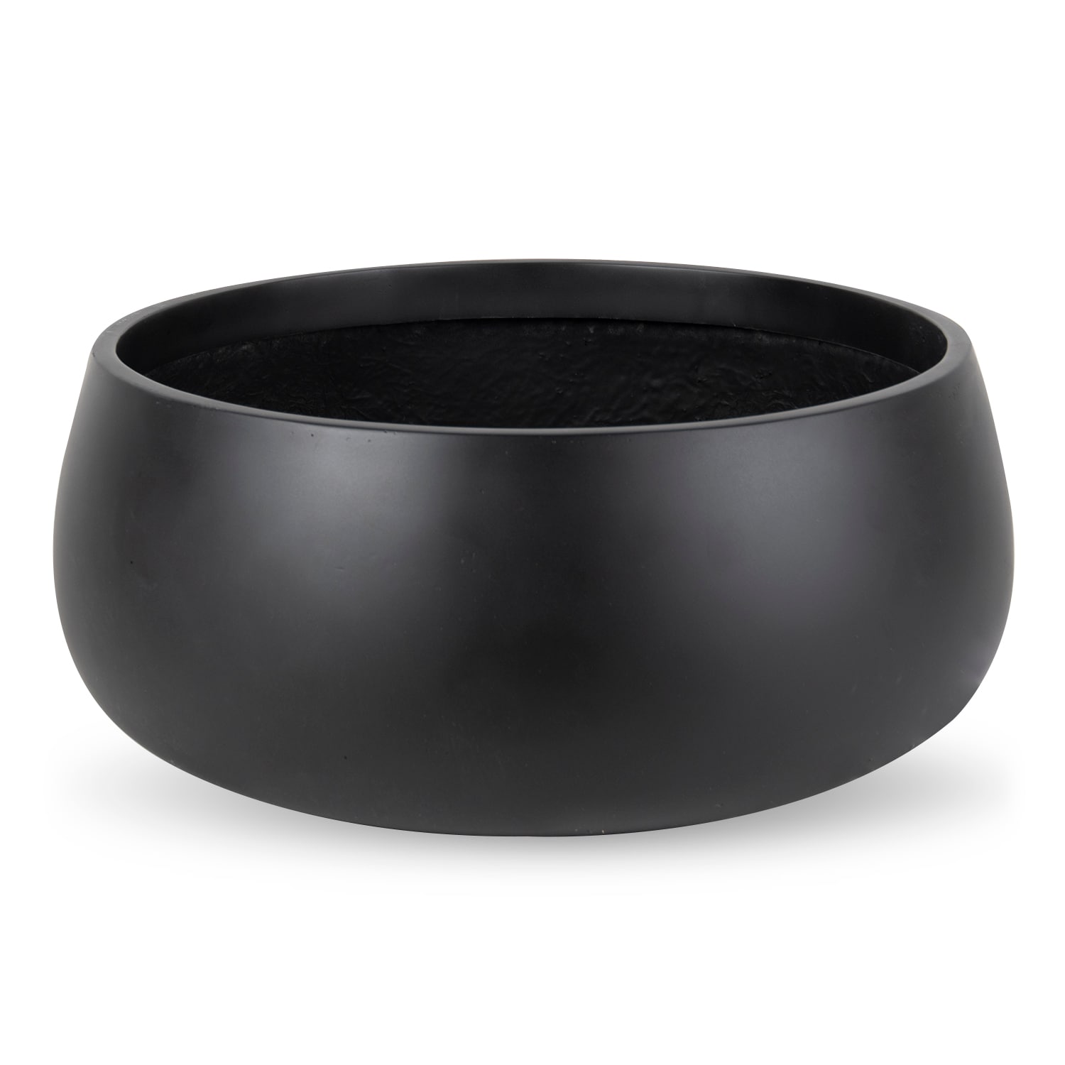 Vasesource VALE19BL Round 16.5-in W Medium Black Fiberglass Indoor/Outdoor Planter