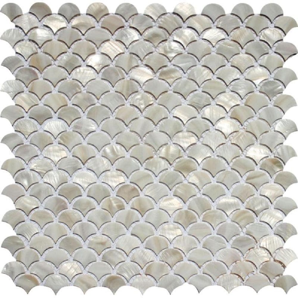 Apollo Tile APLSMA88016ASAMPLE Sample- Wall Light Gray Natural Shell 4-in x 4-in Polished Patterned Floor and Wall Tile