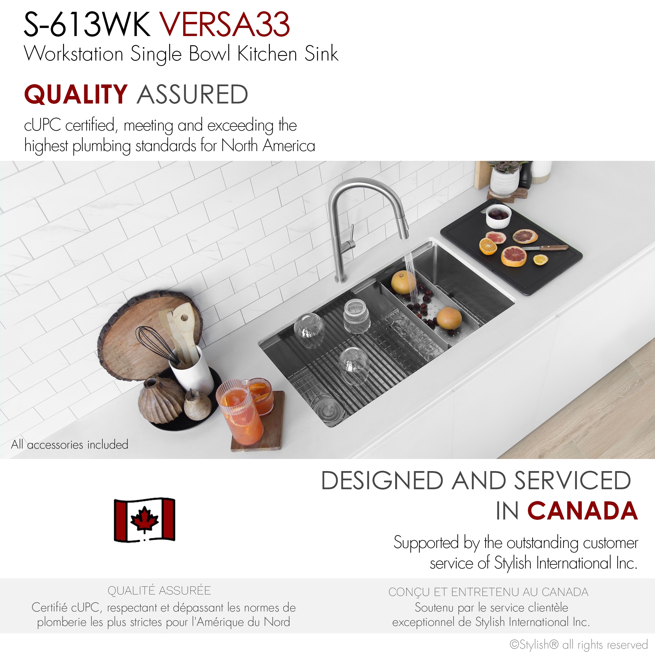 Versa33 Brushed Stainless Steel Single Bowl Undermount Kitchen Sink
