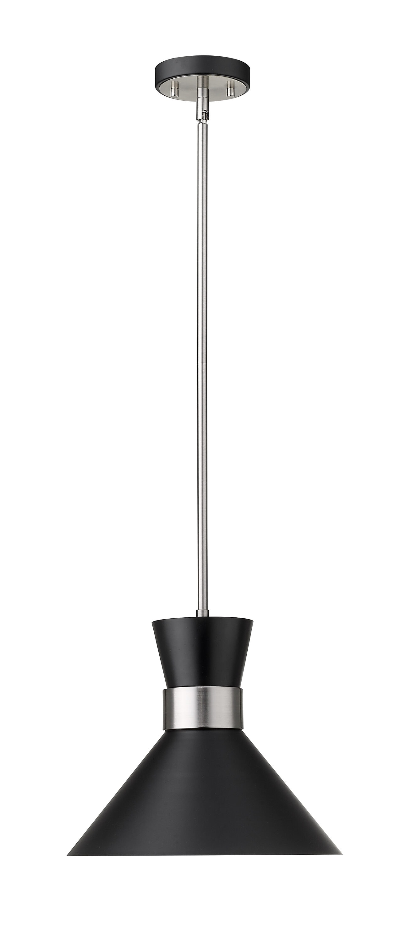 Soriano Matte Black Steel 13.25" Industrial Pendant Light