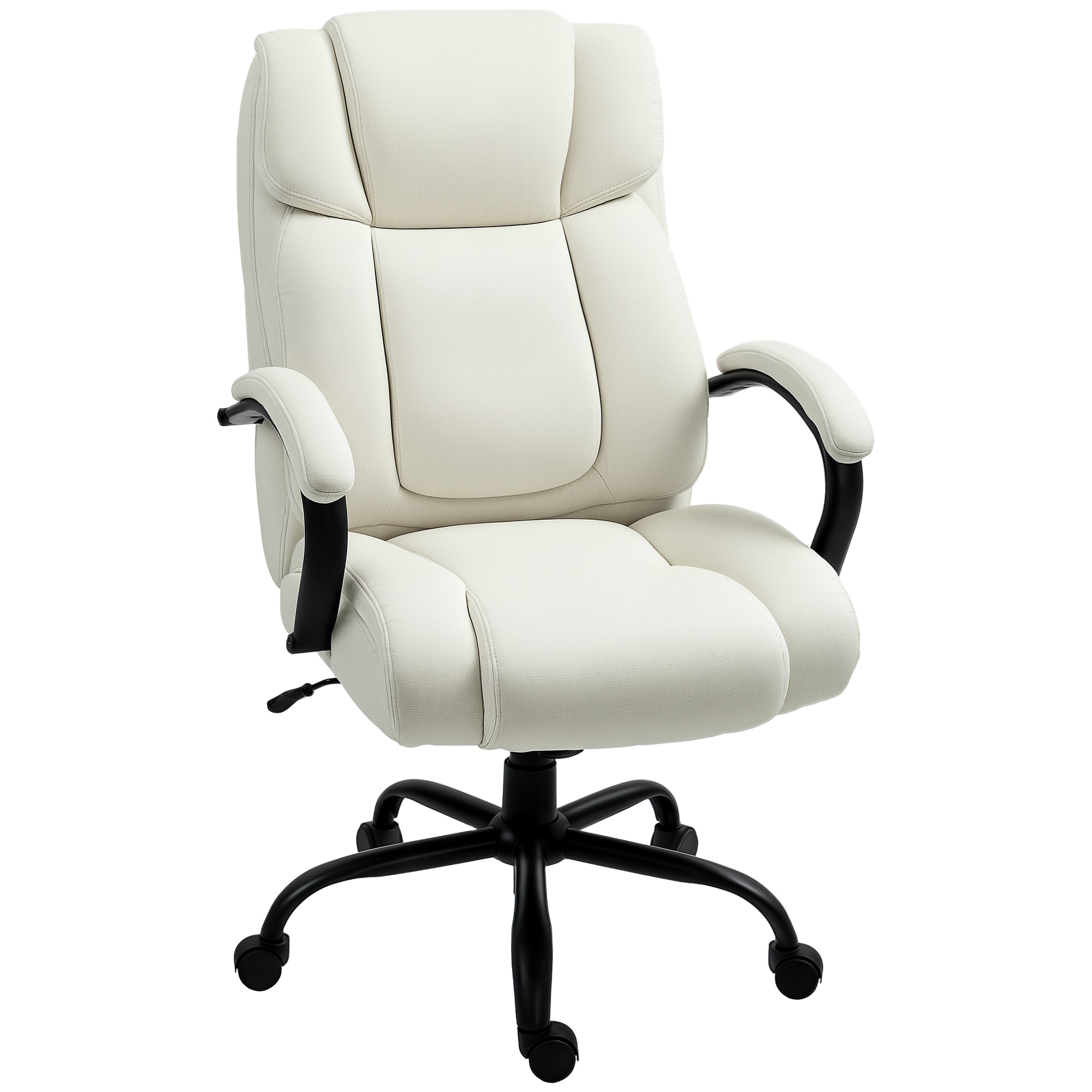 Vinsetto 921-471V00CW Big and Tall Executive Office Chair 485lbs with Wide Seat High Back Computer Desk Chair with Tilt Adjustable Height Cream White