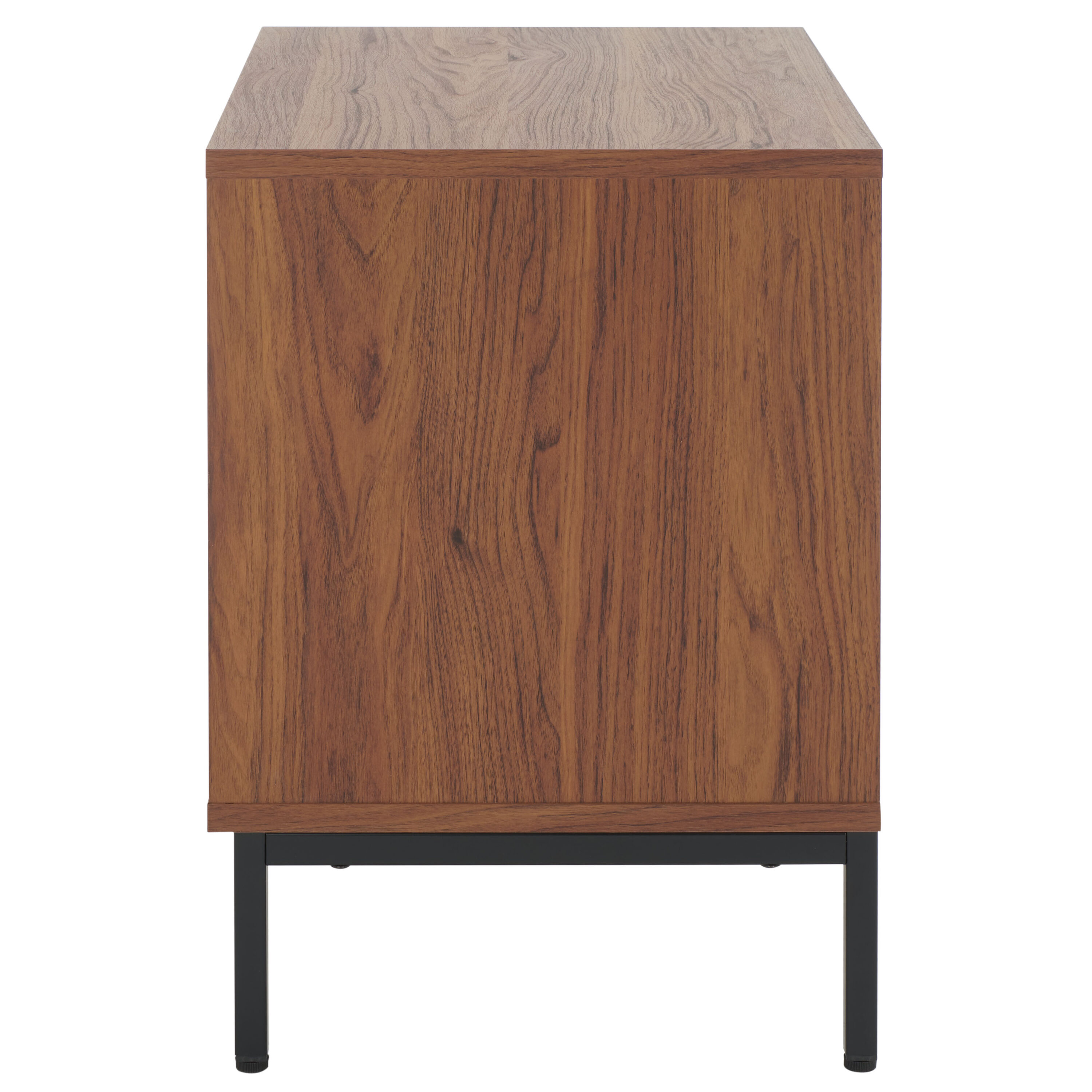 Walnut and Black Modern 2 Drawer Nightstand with Fluted Detail