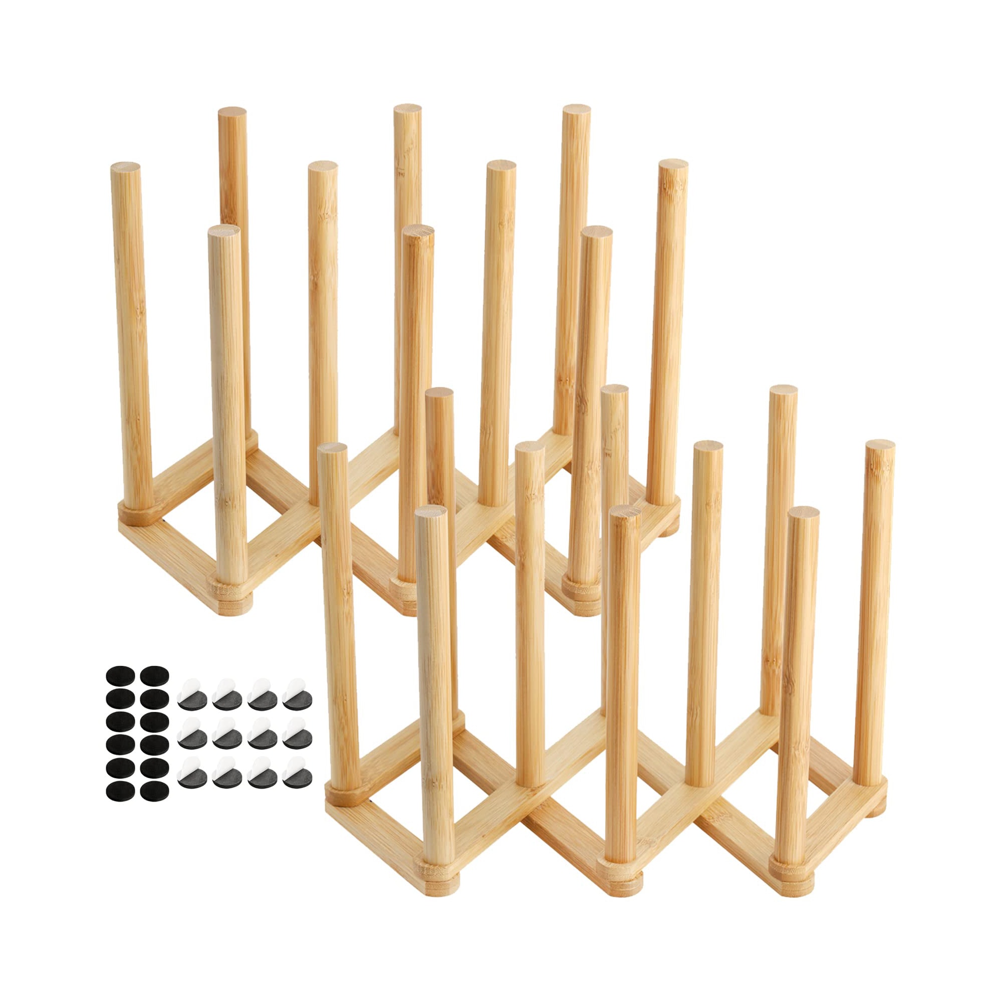 Aoibox  2 Pack Retractable Bamboo Bottle Drying Rack Wooden Dish Holder for Bottles Plates Cups Lids 18 x 5 x 7.75 in