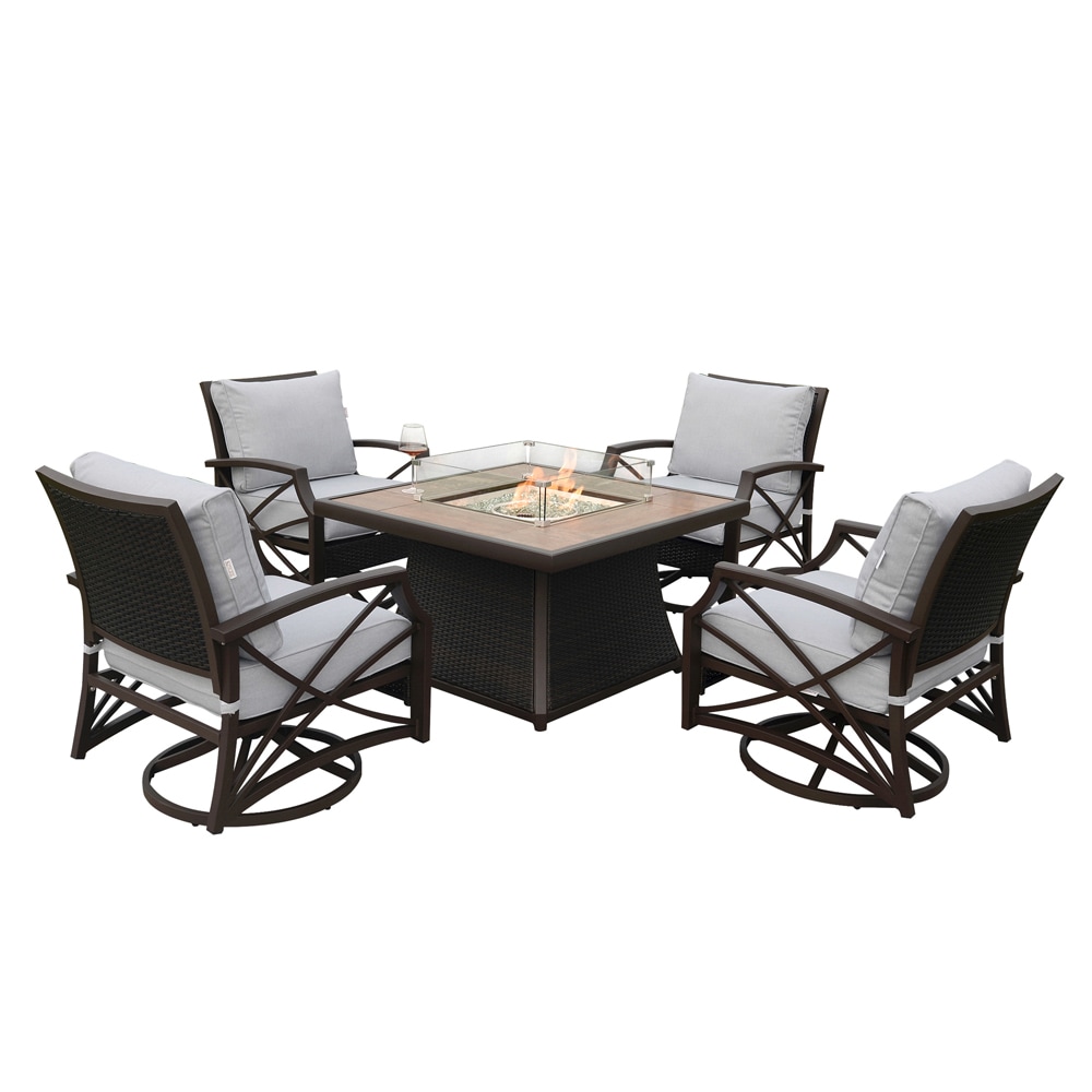 Kinger Home FP-001TBRN-SET-GRY Patio-Conversation-Sets - View #2