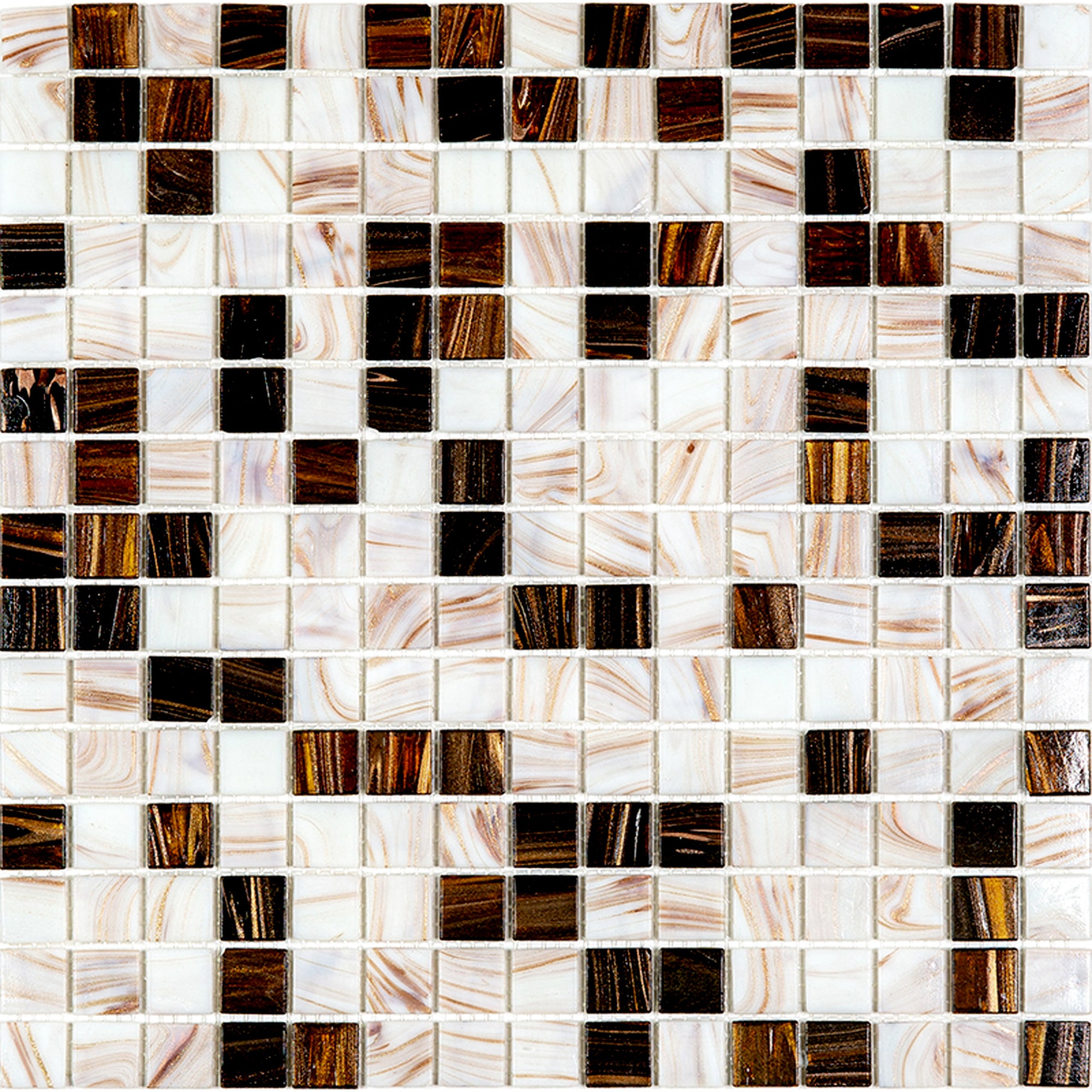 Apollo Tile MIX2088BG344A Mingles Beige and Brown 12-in x 12-in Glossy Glass Patterned Mosaic Floor and Wall Tile (20-sq. ft/ Carton)