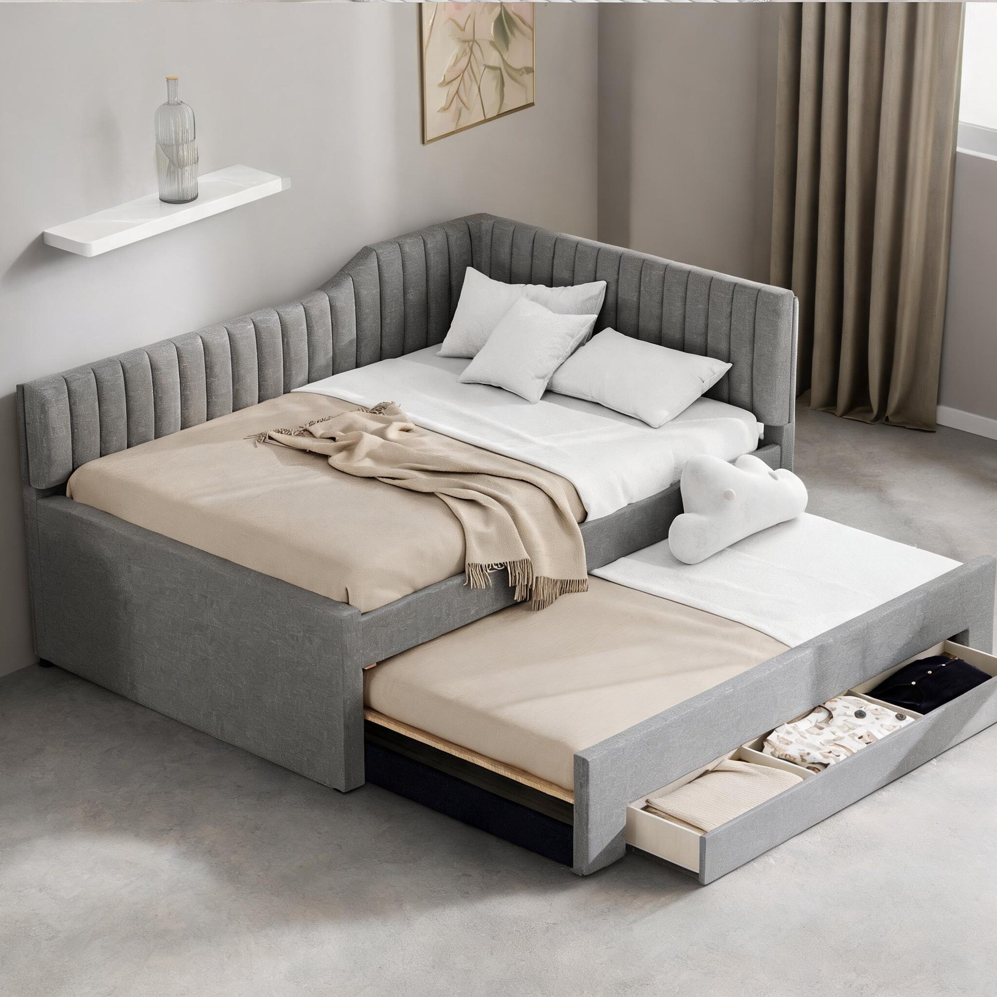 chillscreamni Storage Daybed in Gray 80 x 56 x 38 in with Practical ...