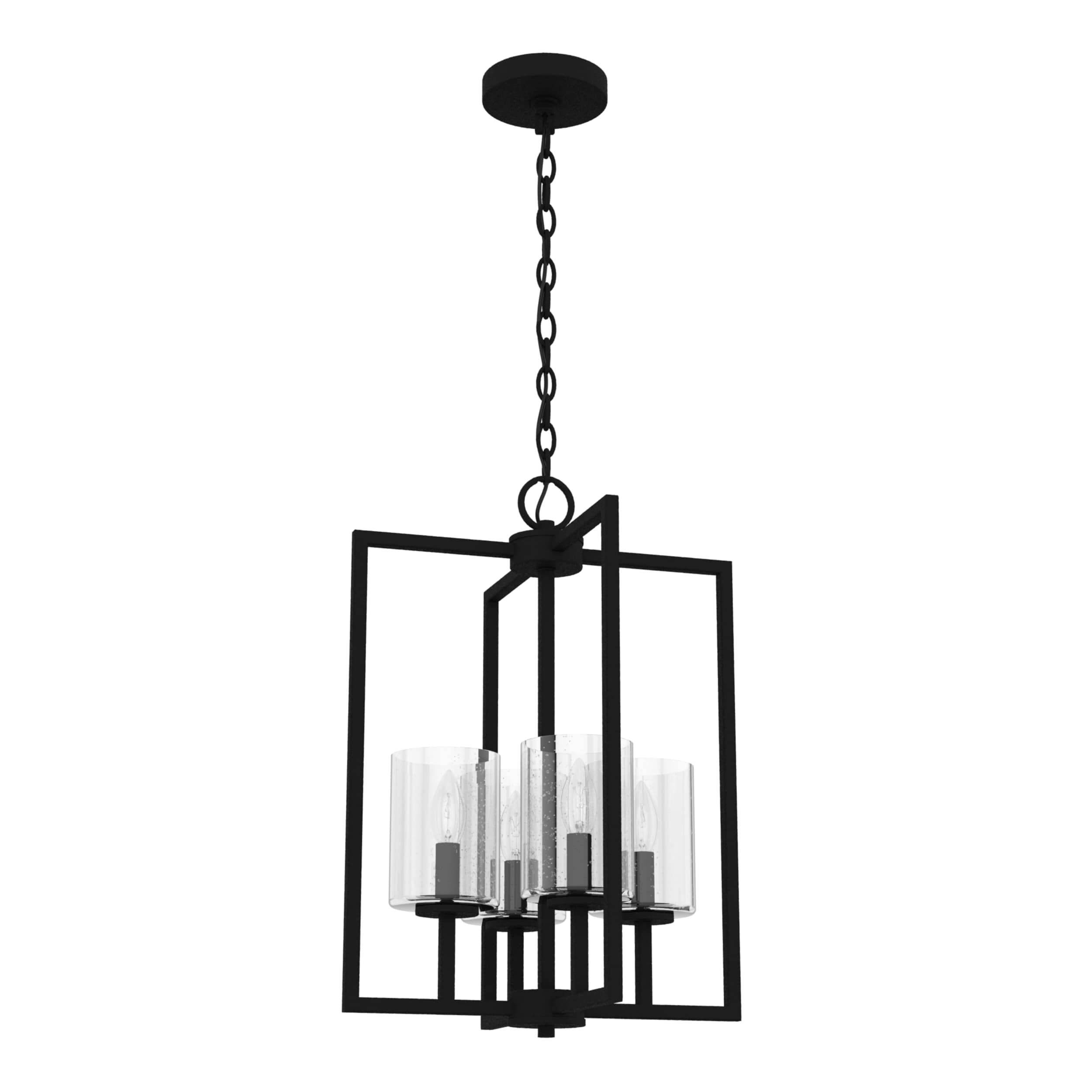 Hunter 19538 Kerrison 4 -Light Natural Iron Modern/contemporary Seeded glass Square Medium Hanging Kitchen island light