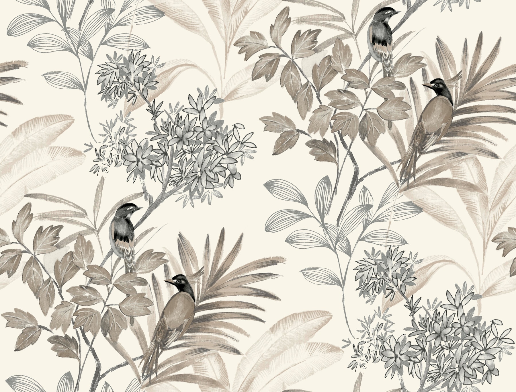 York Wallcoverings TL1927 Handpainted Traditionals 60.8-Sq. Feet Gray Non-woven Animals Prepasted Water Activated Paste Wallpaper