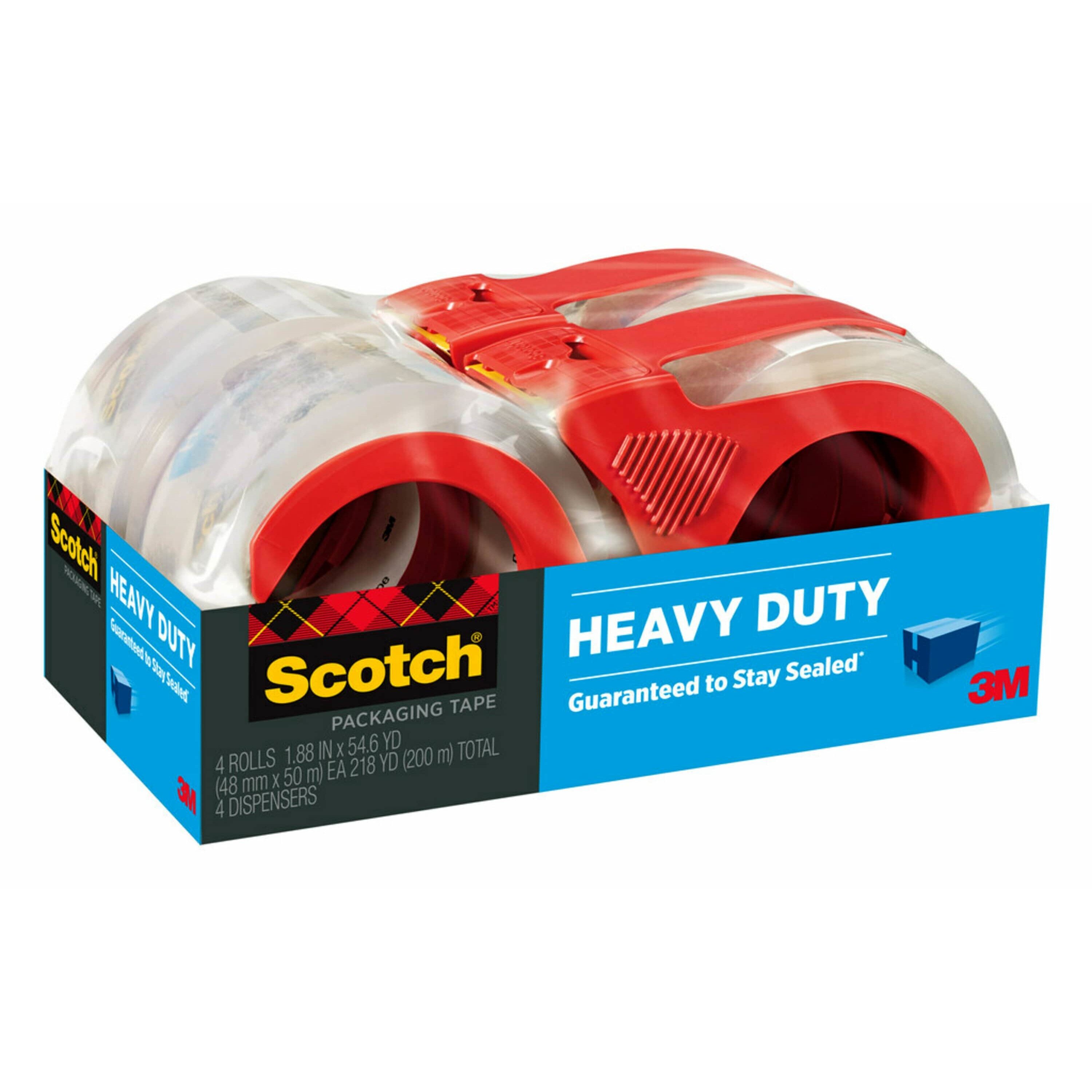 3M Scotch Heavy Duty Packaging Tape with Dispenser For Shipping/Moving/Storage,  Clear, 48-mm x 35-m