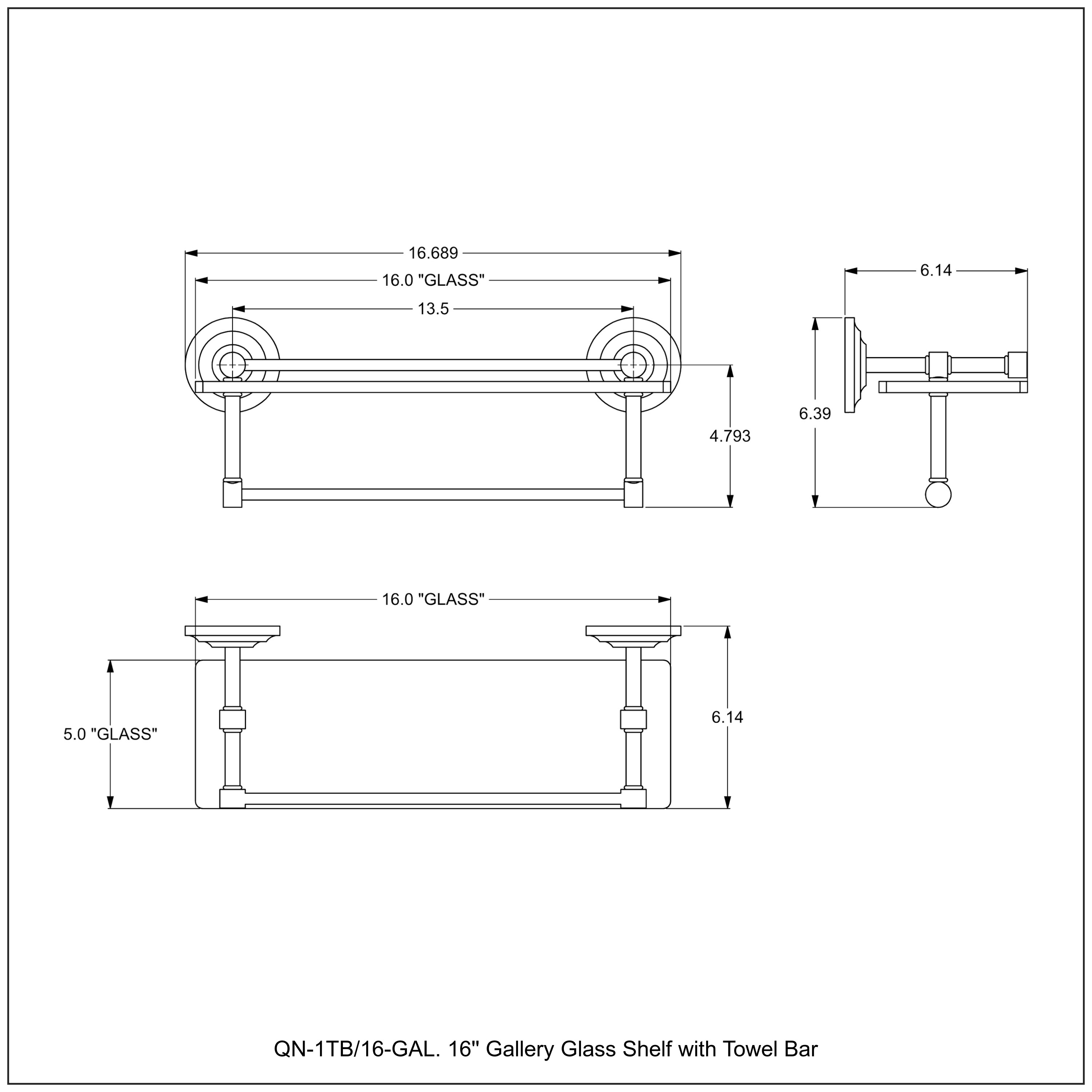 Allied Brass QN-1TB/16-GAL-ABR Bathroom-Shelves - View #3