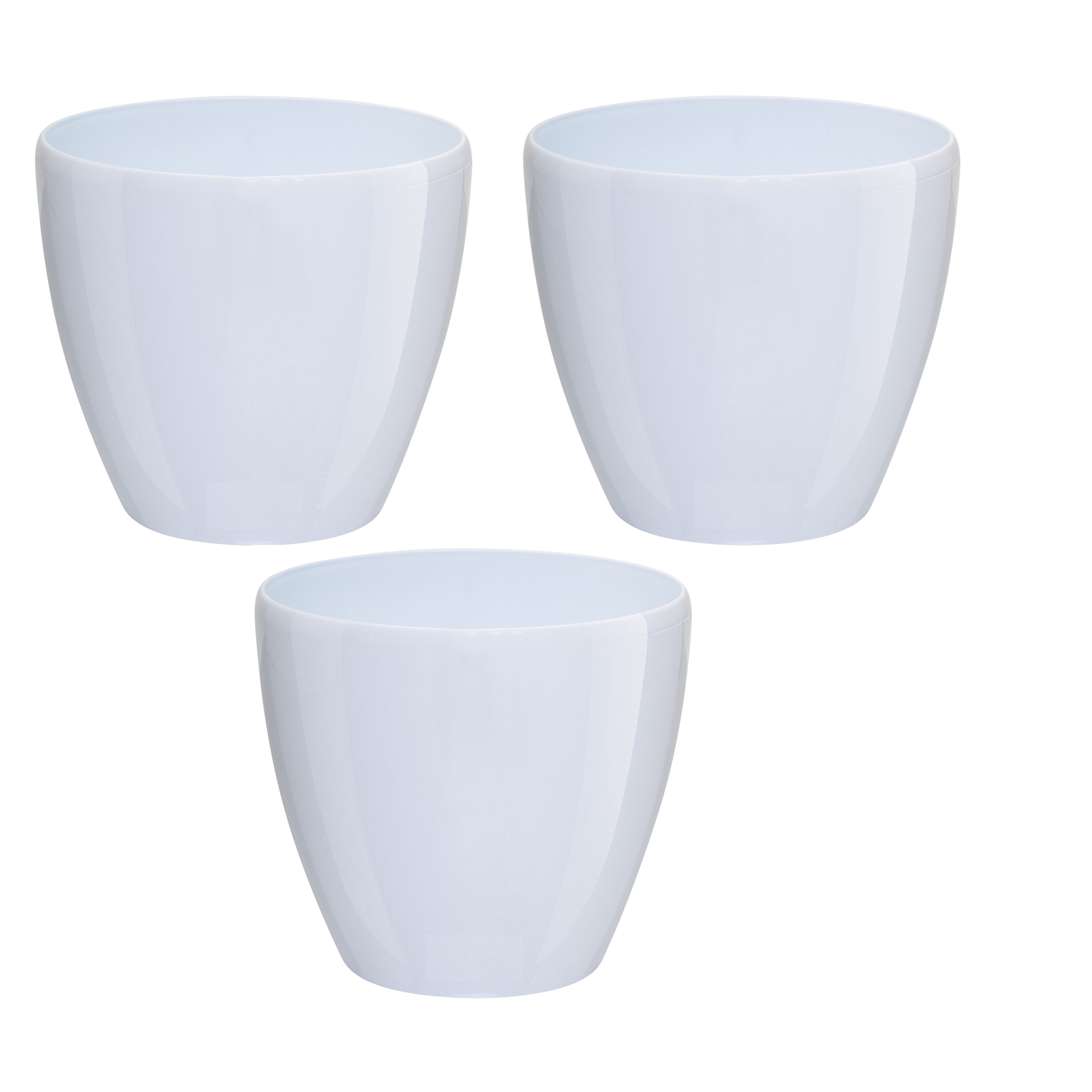 Decopots DTW103PCKWHITE 3 -Pack Round 10.0-in W Medium White Plastic Indoor/Outdoor Planter with Self Watering