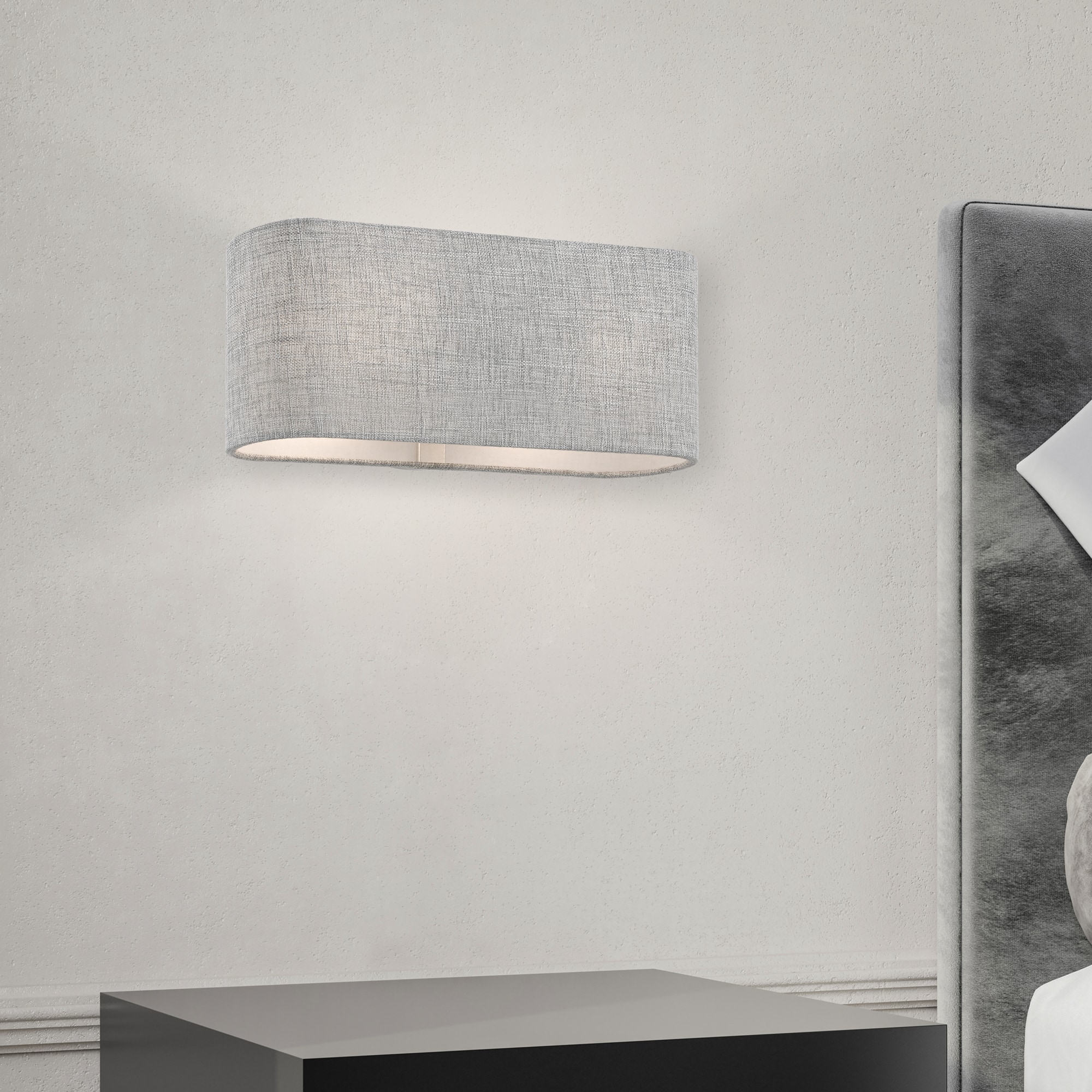 Dakota Brushed Nickel 2-Light ADA Compliant Wall Sconce with Urban Gray Shade