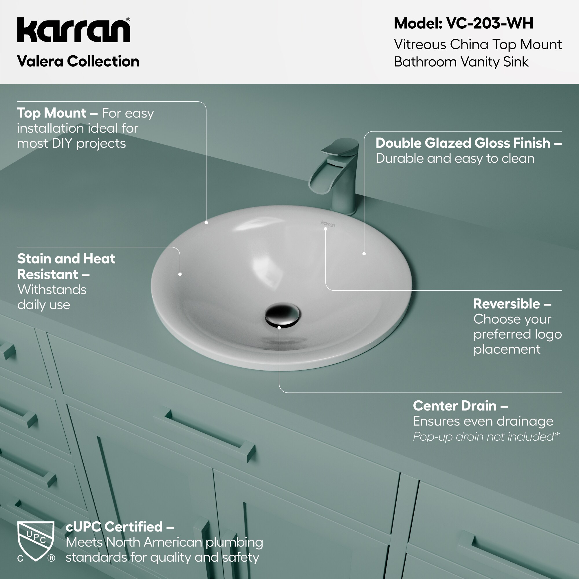 Karran VC-203-WH Bath-Sink - View #3