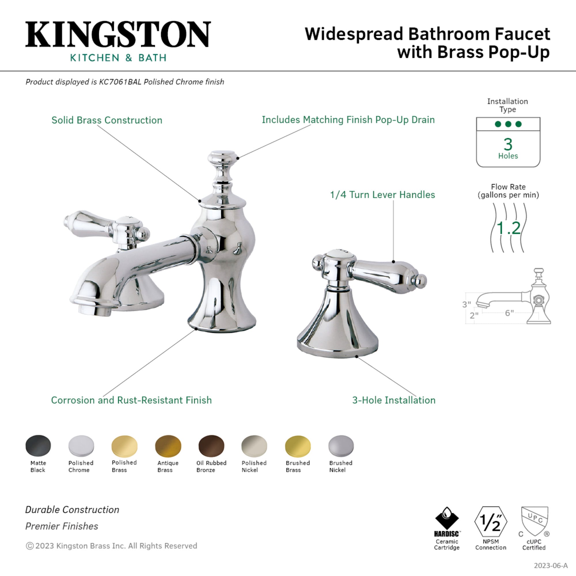 Kingston Brass WLKC7062BAL Lavatory-Faucets - View #2