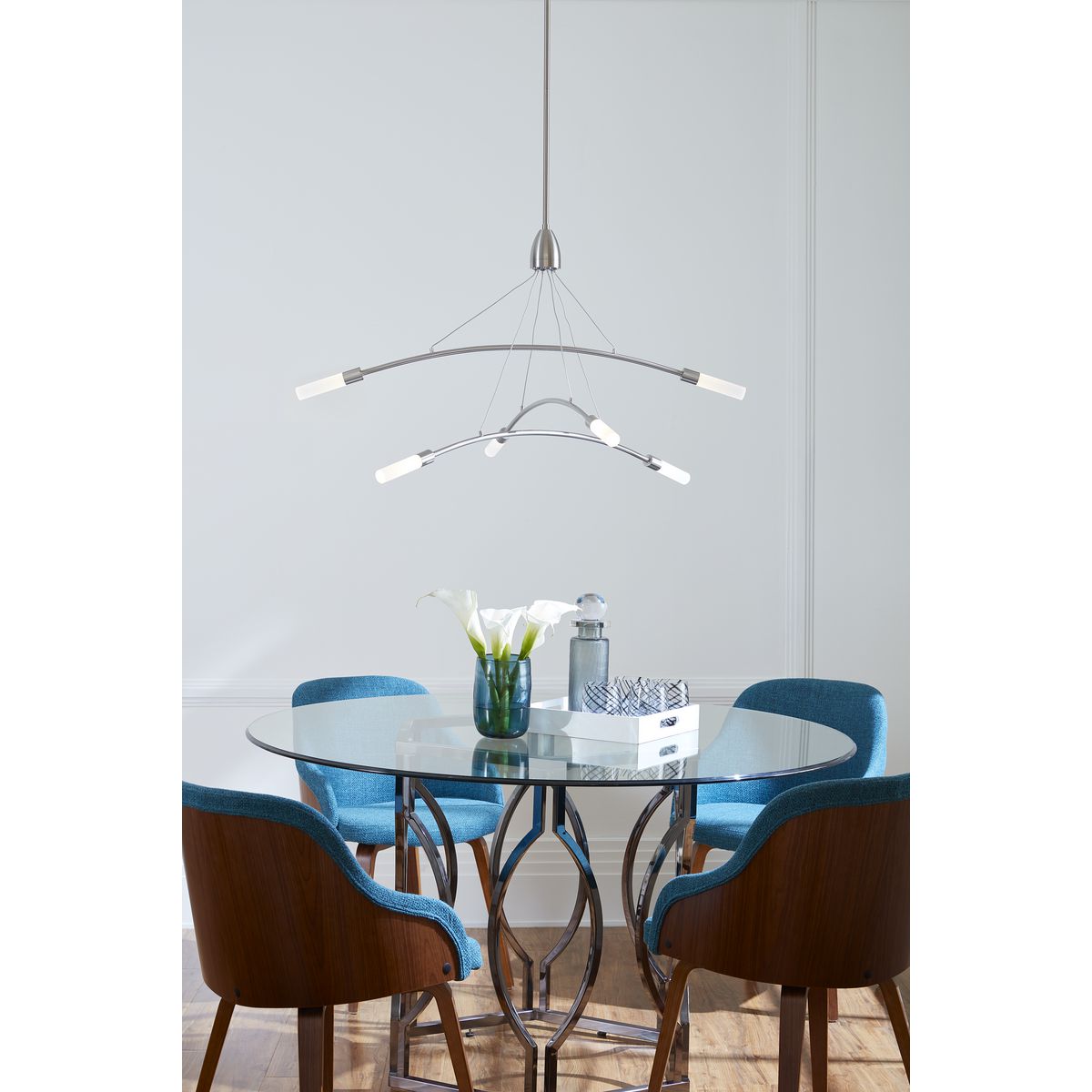 Kylo 6-Light Brushed Nickel LED Chandelier with Frosted Acrylic Shades