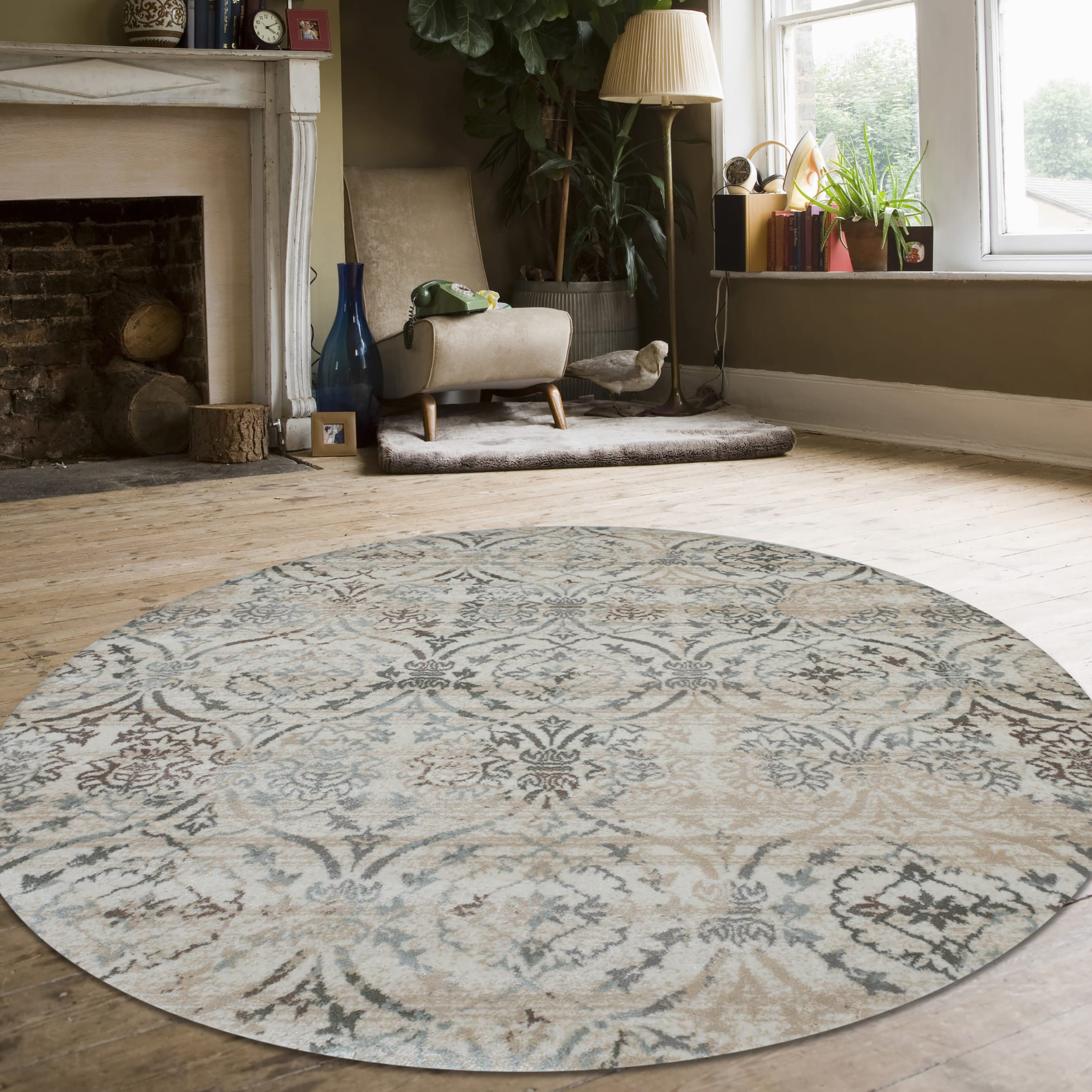 Radici USA 3746/1025/BONE Pisa 8 x 8 (ft) Polypropylene Bone Round Indoor Abstract Bohemian/Eclectic Area rug