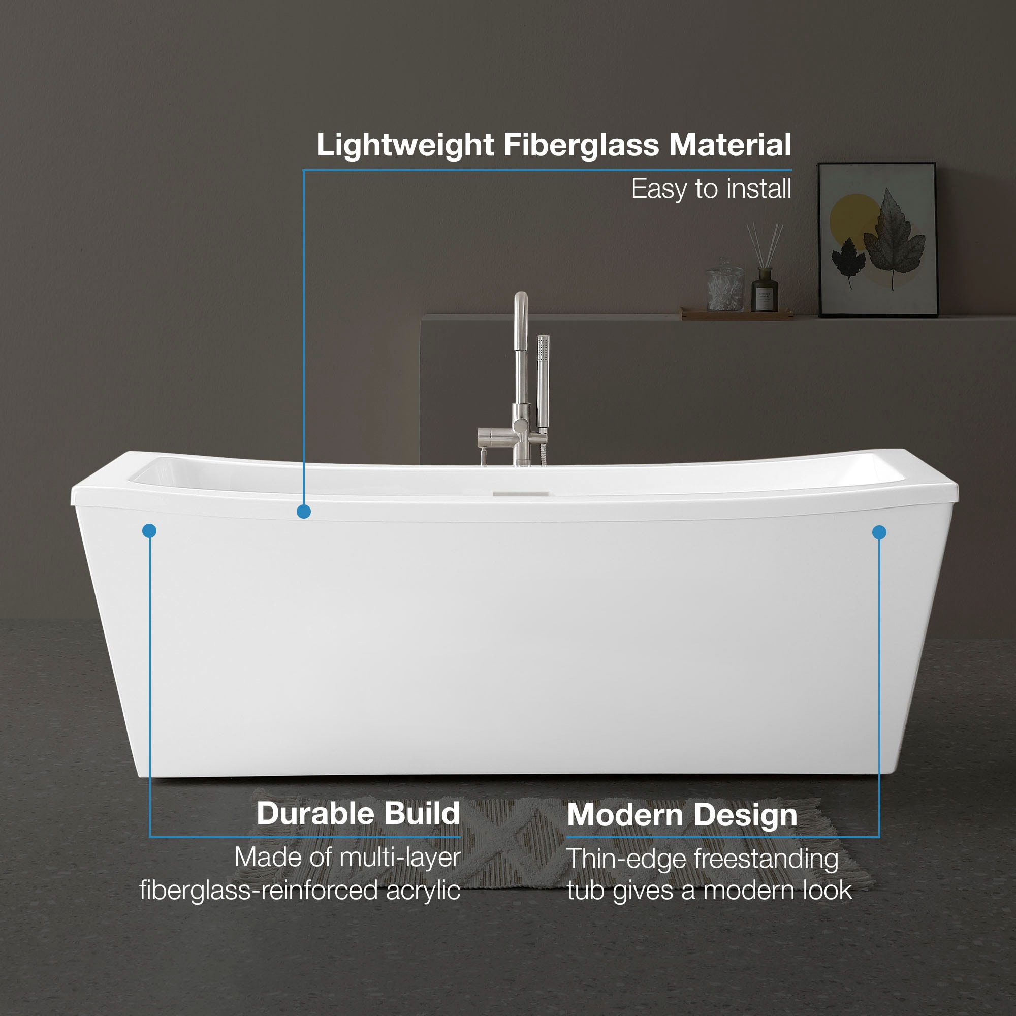 Studio® S 68 x 34-Inch Freestanding Bathtub Center Drain With Integrated  Overflow