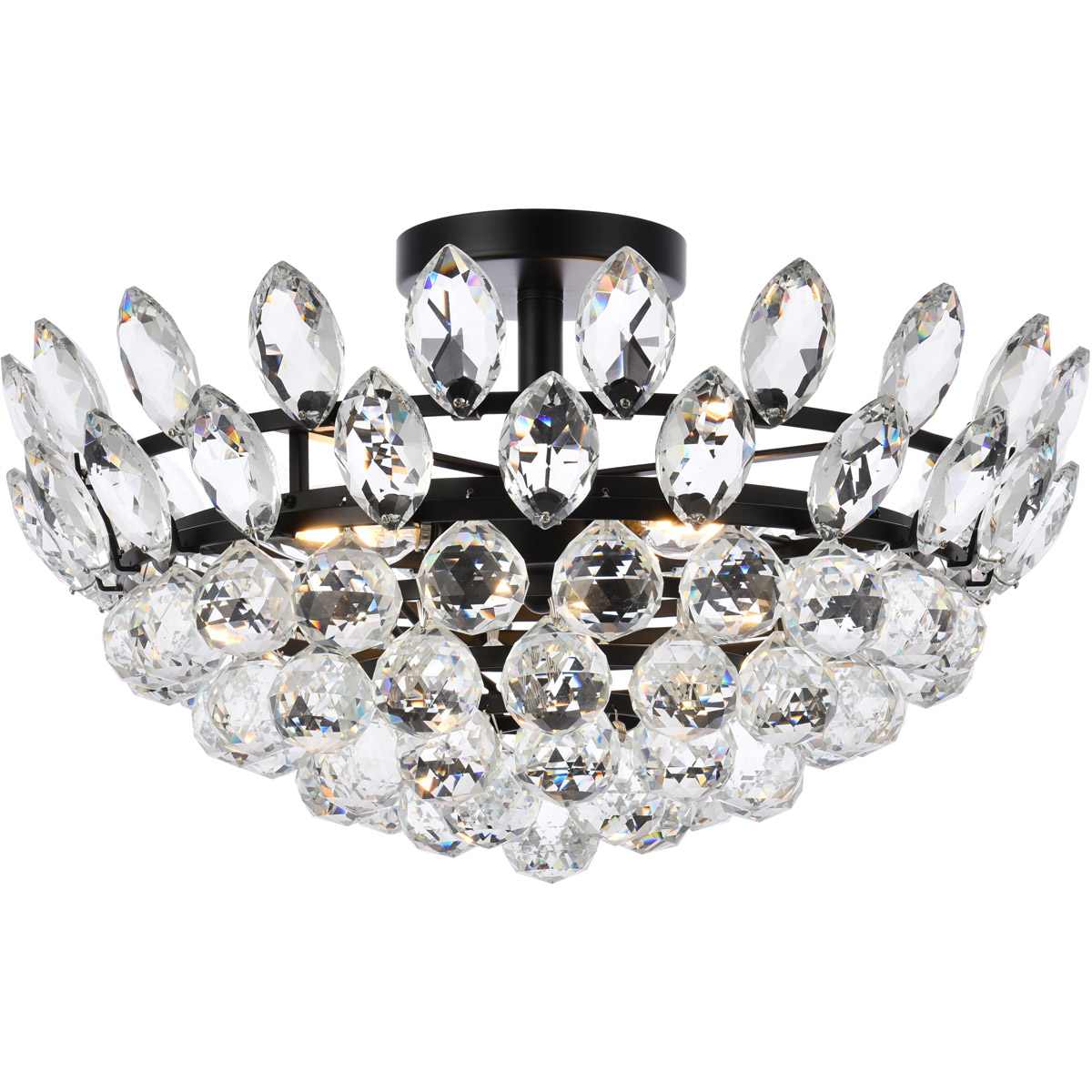 Elegant Lighting  1105F18BK Emilia 5 Light 18 inch Black Flush Mount Ceiling Light