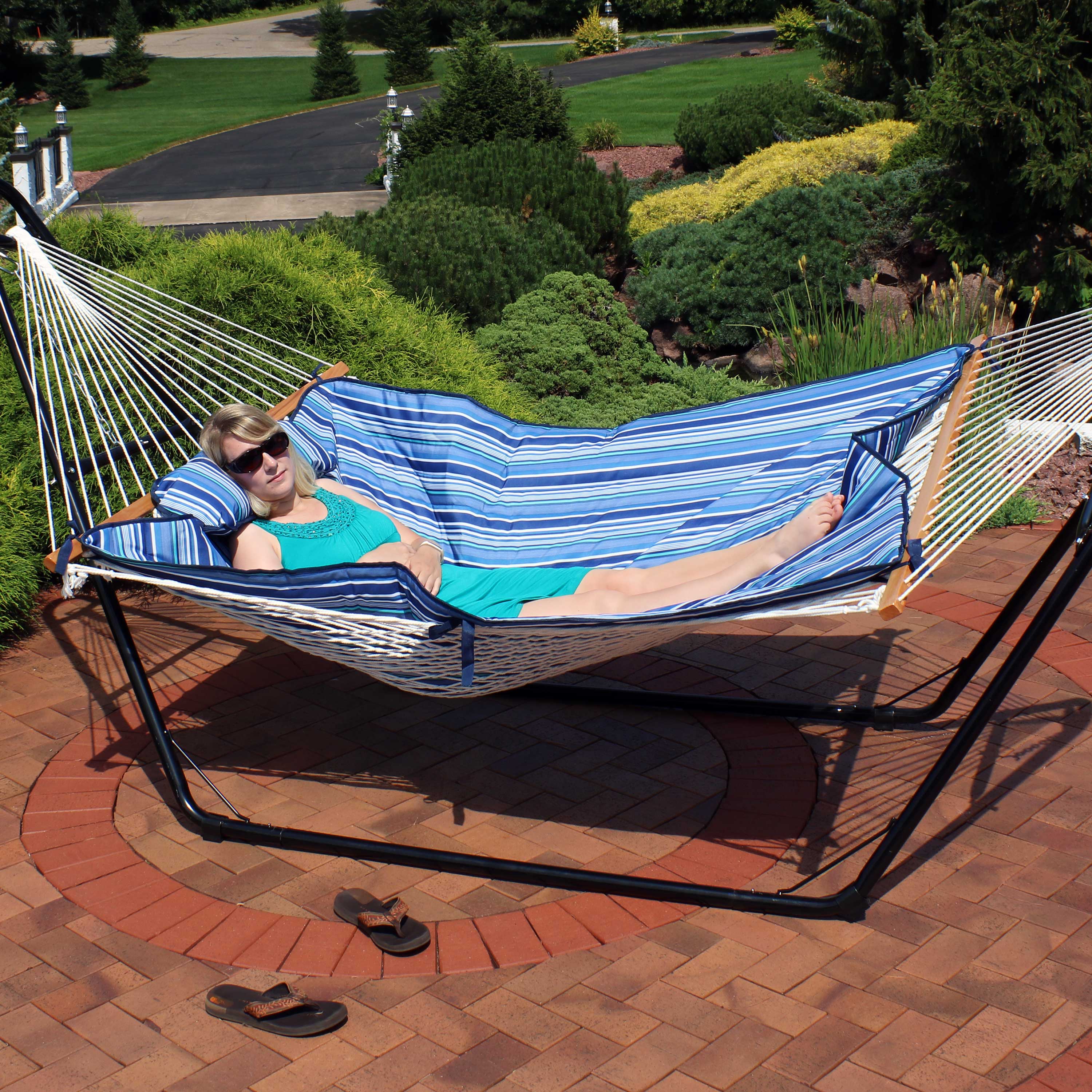 Sunnydaze Decor WIM-292 Breakwater Stripe Fabric Hammock
