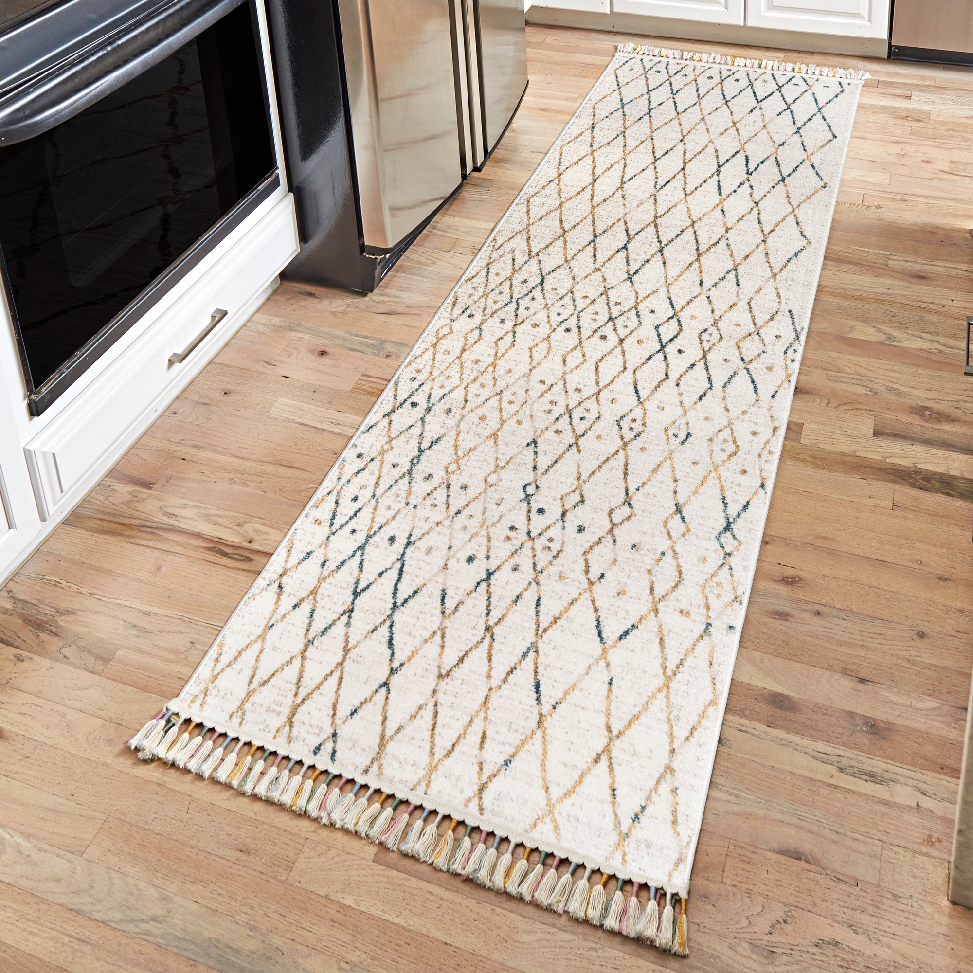 GERTMENIAN - Amiens 2 x 8 (ft) Loomed Polyester Cream Rectangular Indoor Bohemian/Eclectic Spot C...