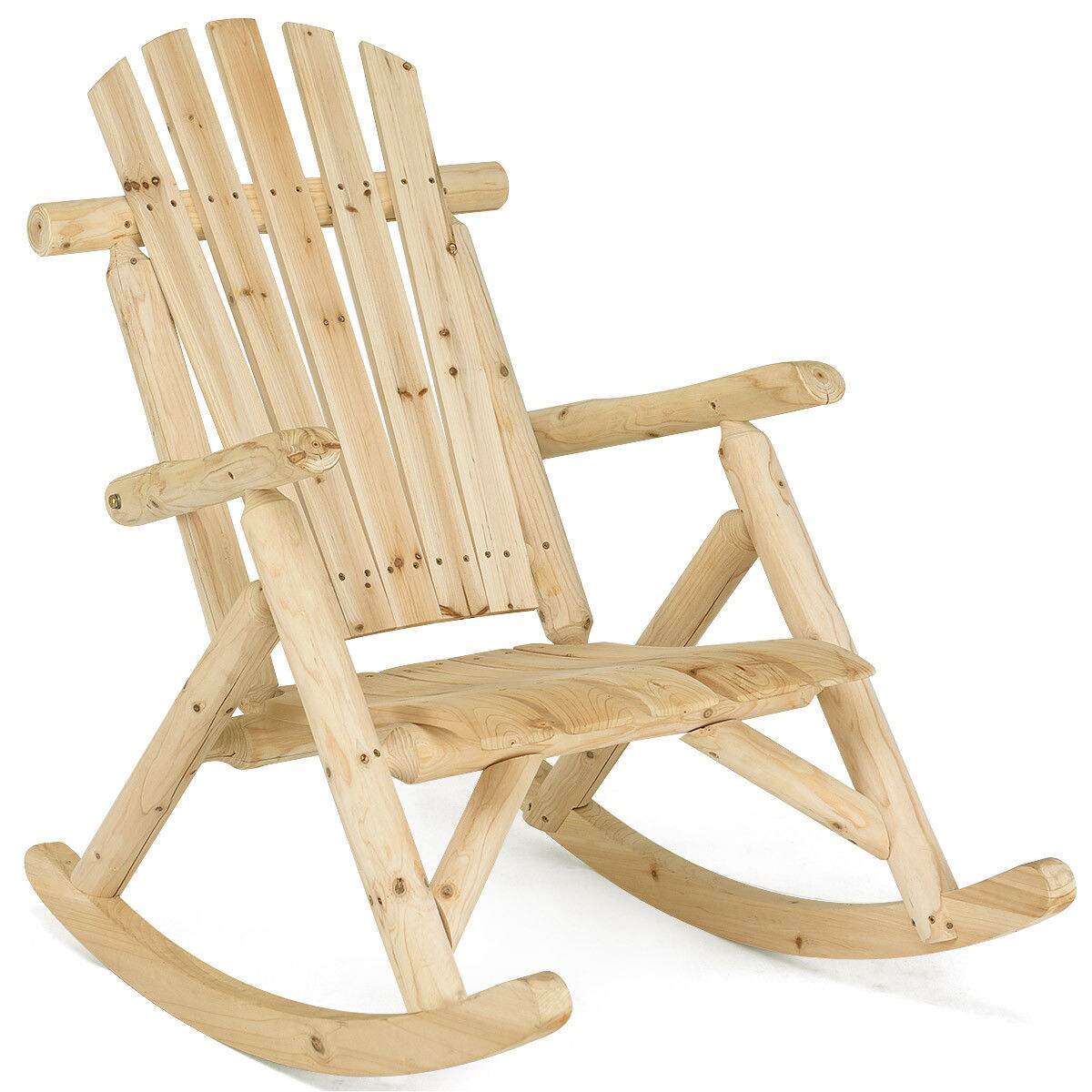 Forclover ASE-046WT Adirondack Rocking Chair Natural Wood Frame Adirondack Chair(s) with Solid Seat