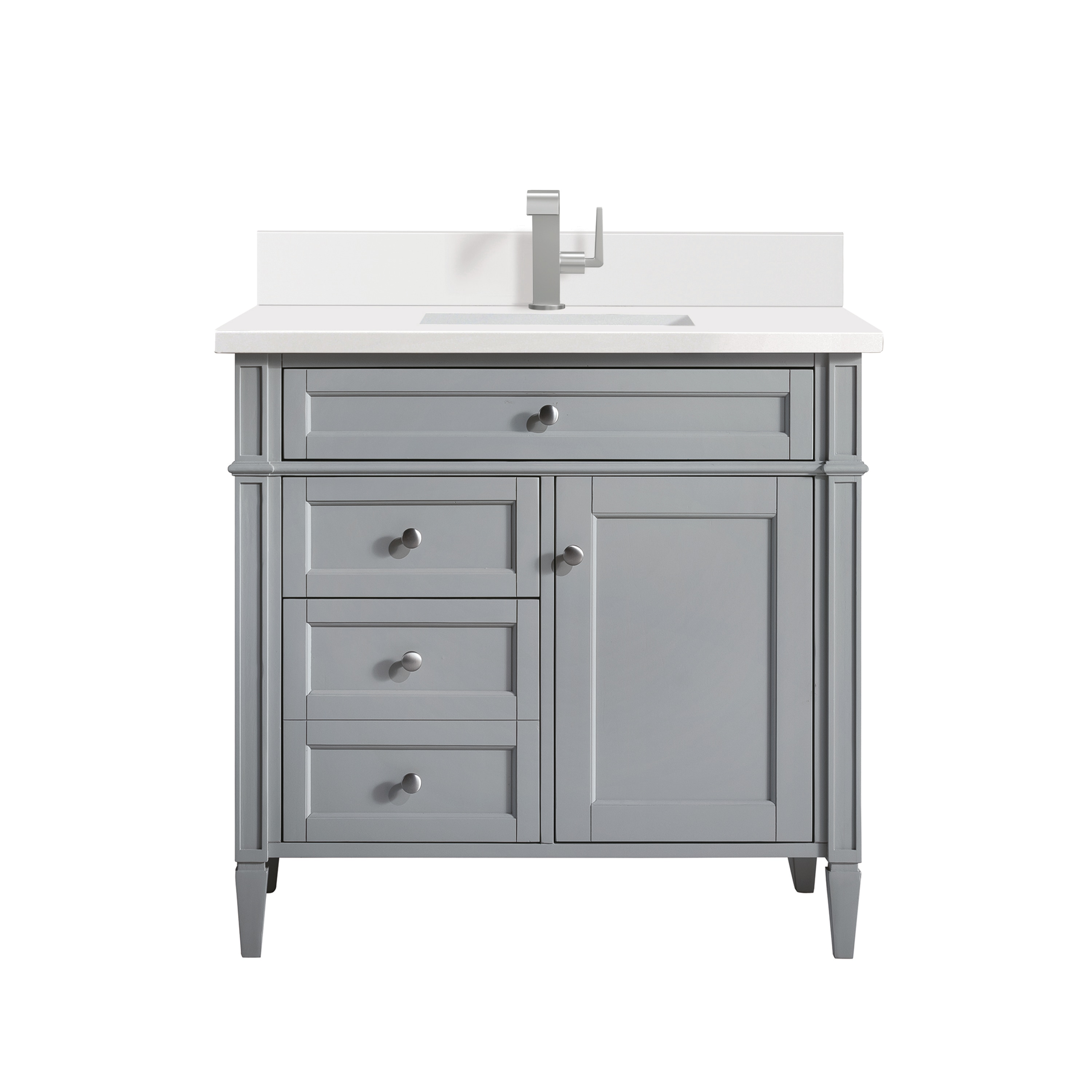 James Martin Vanities 650-V36-UGR-1WZ Brittany 36-in Urban Gray Undermount Single Sink Bathroom Vanity with White Zeus Quartz Top