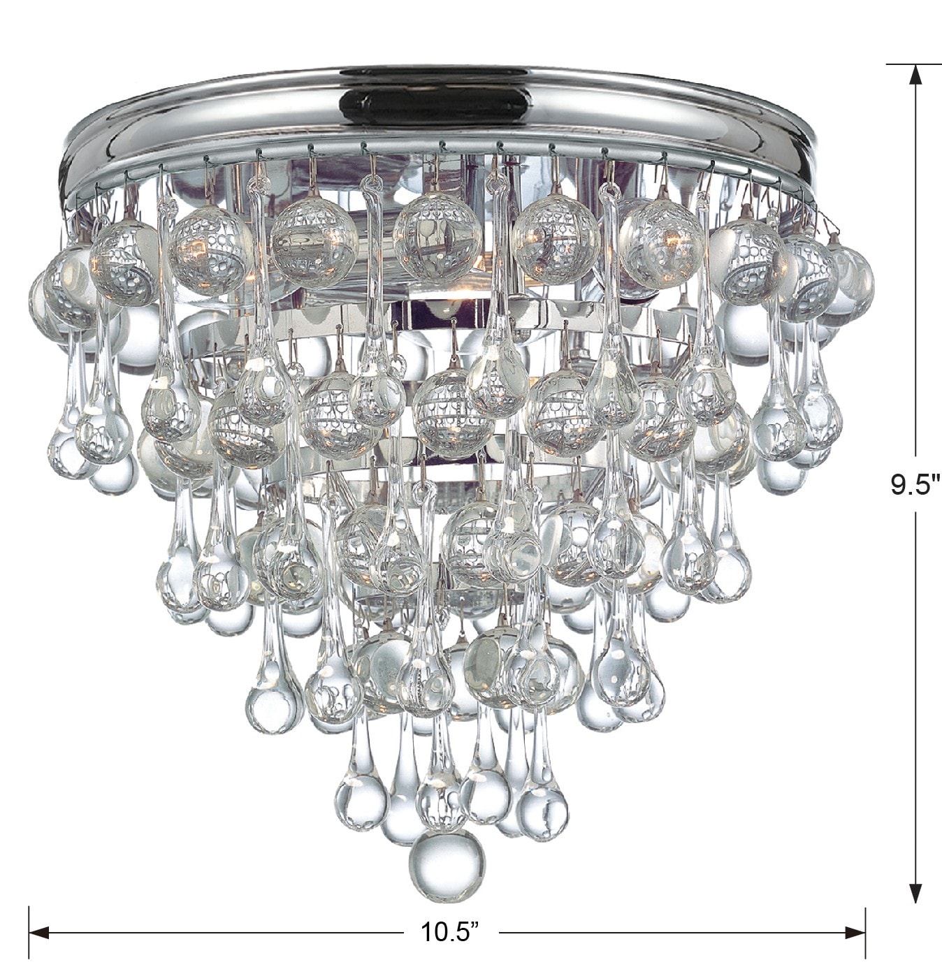 Calypso 3-Light Polished Chrome Crystal Flush Mount