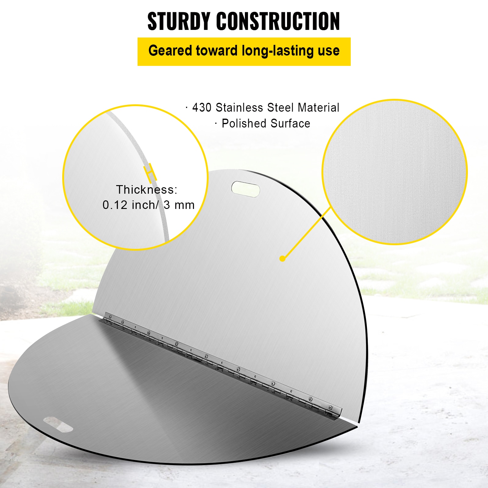 40'' Round Foldable Stainless Steel Fire Pit Lid