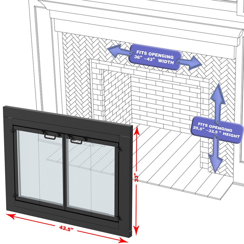 allen + roth FPDL607BLK Glass-Fireplace-Doors - View #10