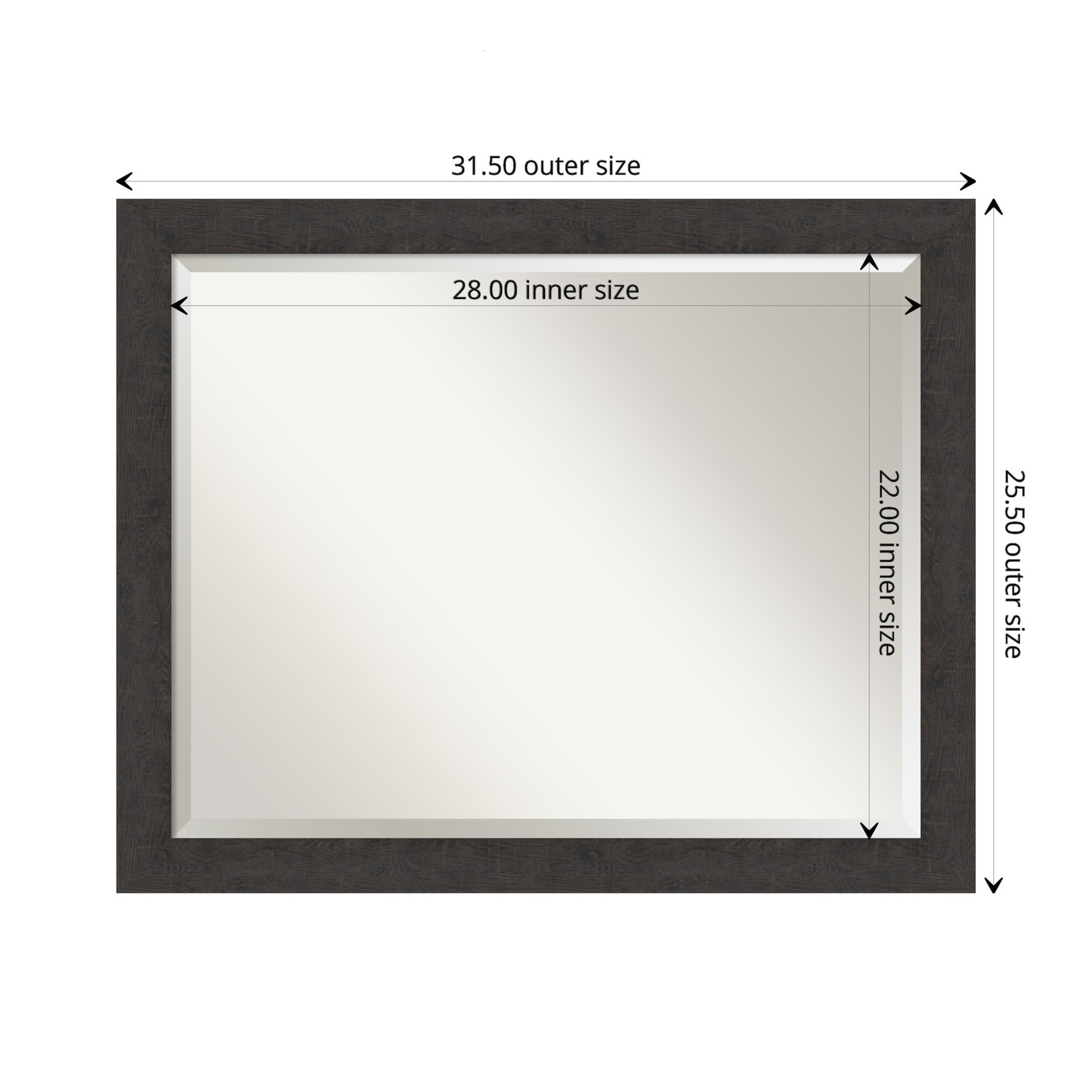 Espresso Wood Framed Rectangular Bathroom Vanity Mirror