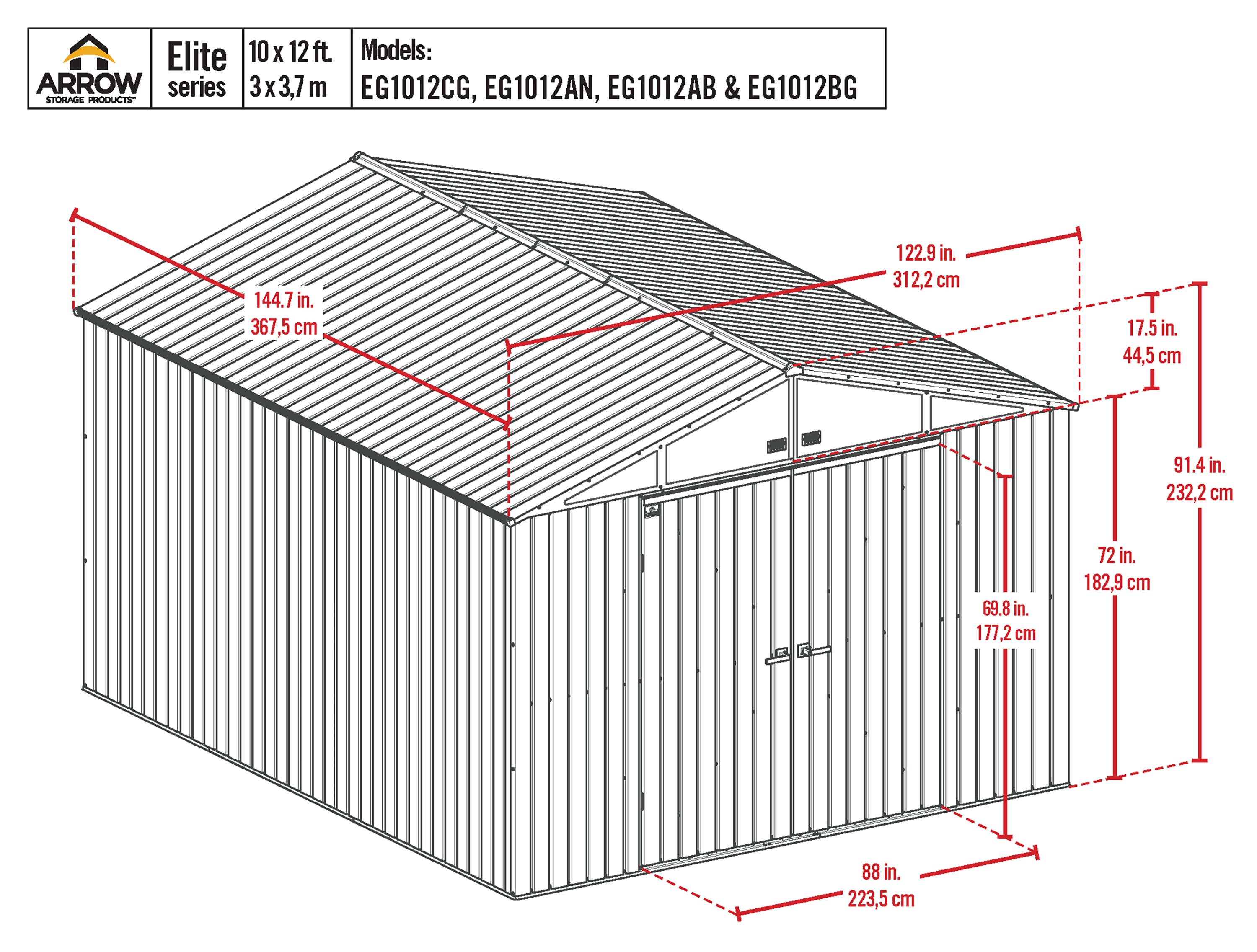 Arrow EG1012CG Metal-Storage-Buildings-Sheds - View #11