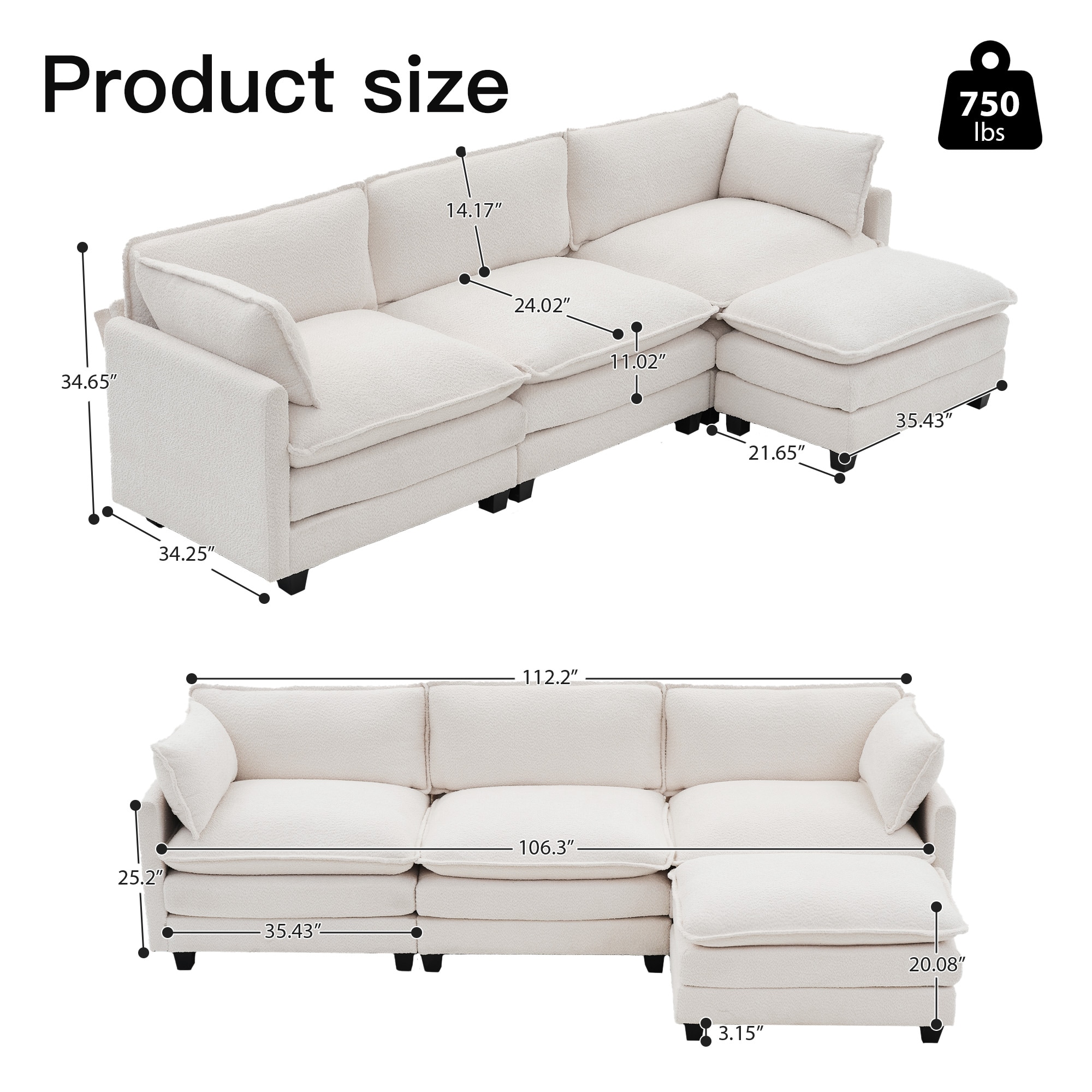 VOUA SAF-DXGQQ-BE Sofas-Loveseats - View #6