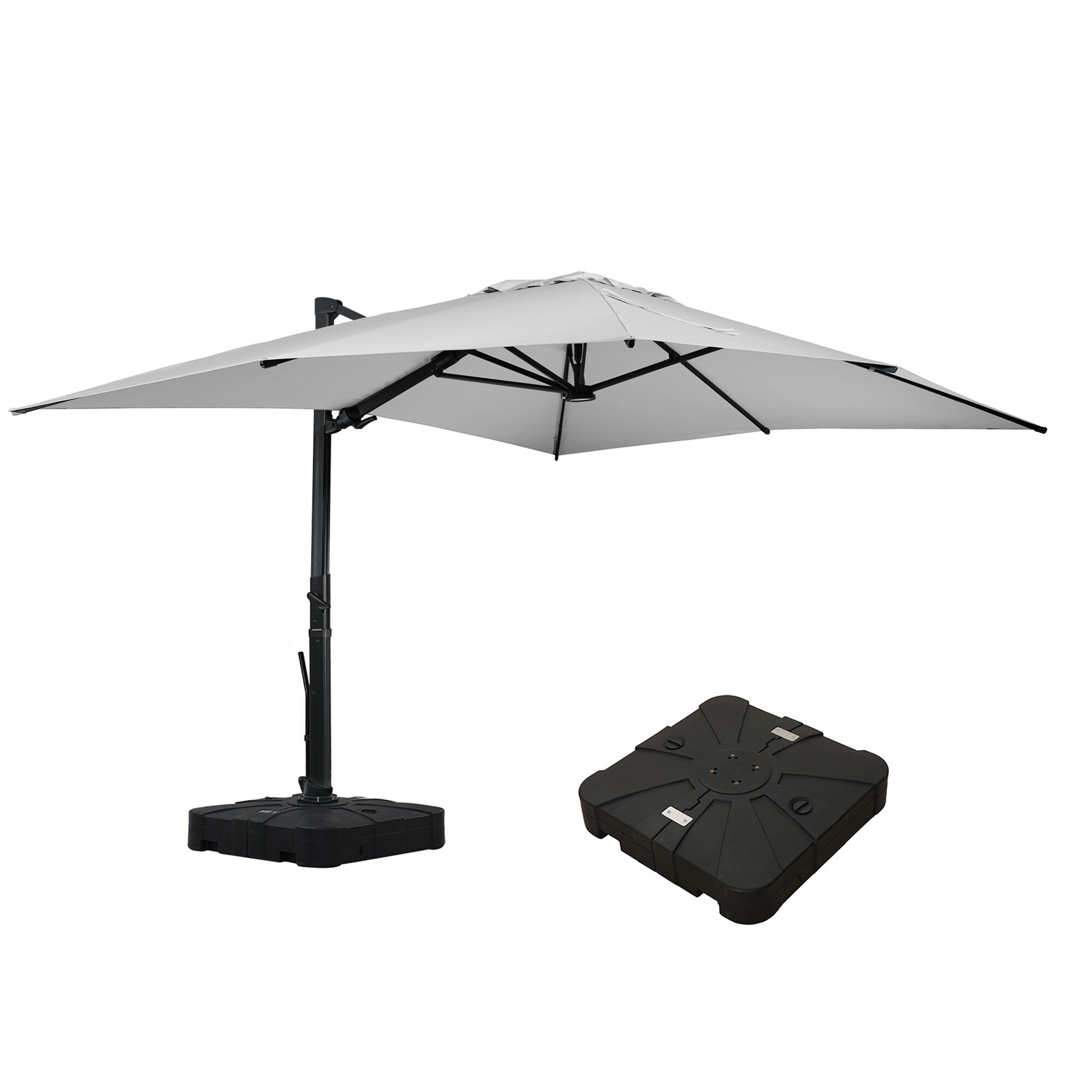 CASAINC WF-HW54520RE+ 13-ft Aluminum Gray Cantilever Patio Umbrella with Lights with Base