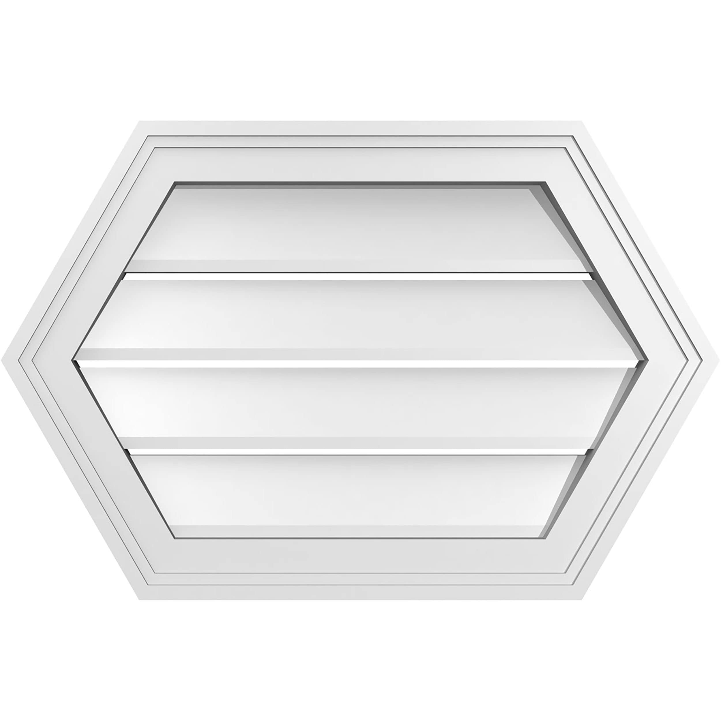 Ekena Millwork GVPHP24X1602SF 24-Inches x 16-Inches Off-white Peaked PVC Gable Louver Vent