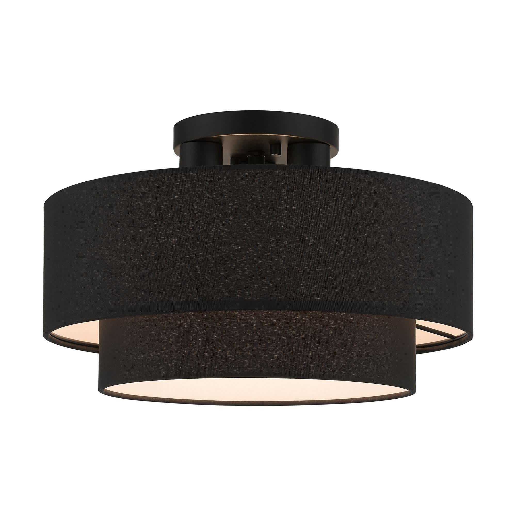 Livex Lighting A-LIVEX-50272-04 Bainbridge 3 - Light Black Mid Century Modern / Modern Incandescent Steel Flush Mount Light